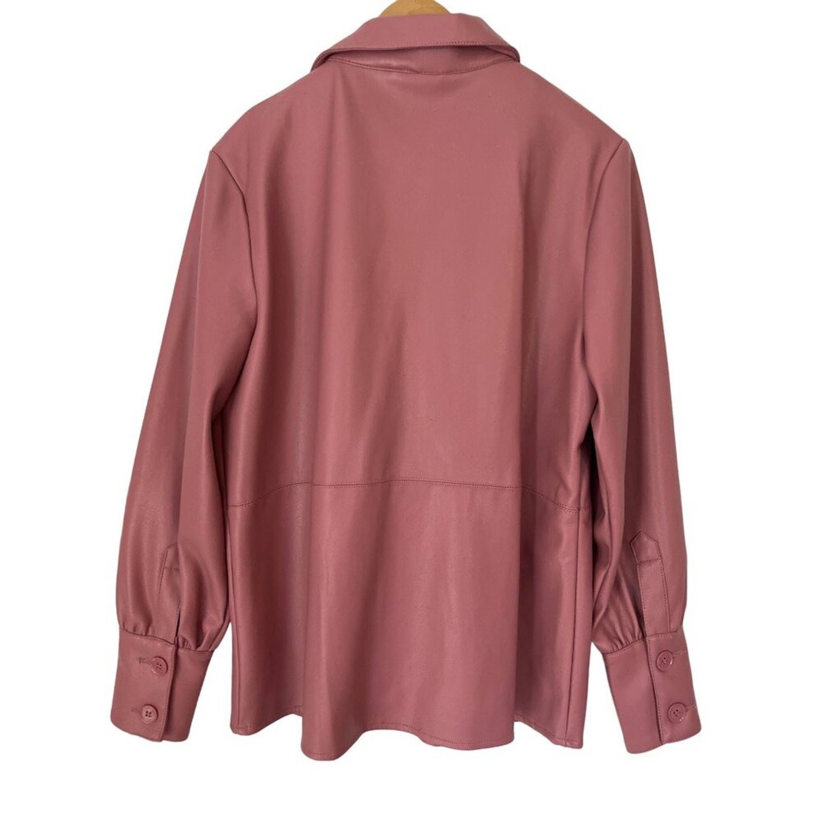 Marc New York Vegan Leather Jacket M Pink Butter Soft Button Closure Vintage