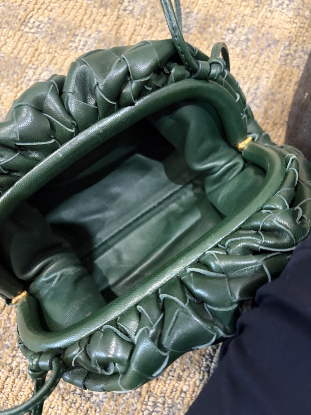 Bottega Vaneta stunning forest green mini pouch clutch or cross body