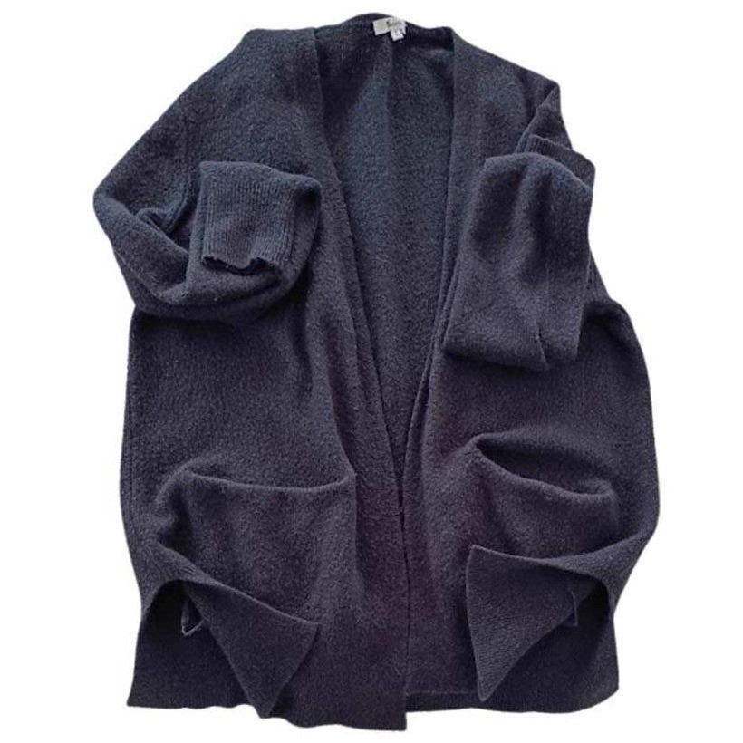 Madewell Charcoal Heathered Knit Open Front Long Sleeve Cardigan Sweater Pockets
