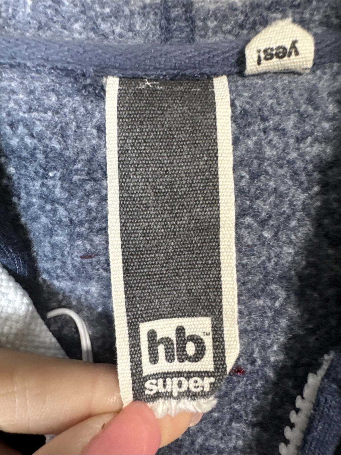 HB Super AIO Zip Hoodie Heather Navy Blue Built-in Headphones Graphic Back Mens