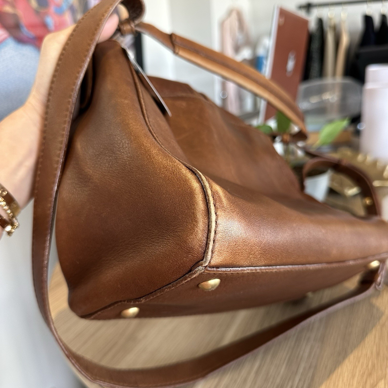 Fendi FF Vintage Brown Tan Leather Medium Anna Shoulder Bag