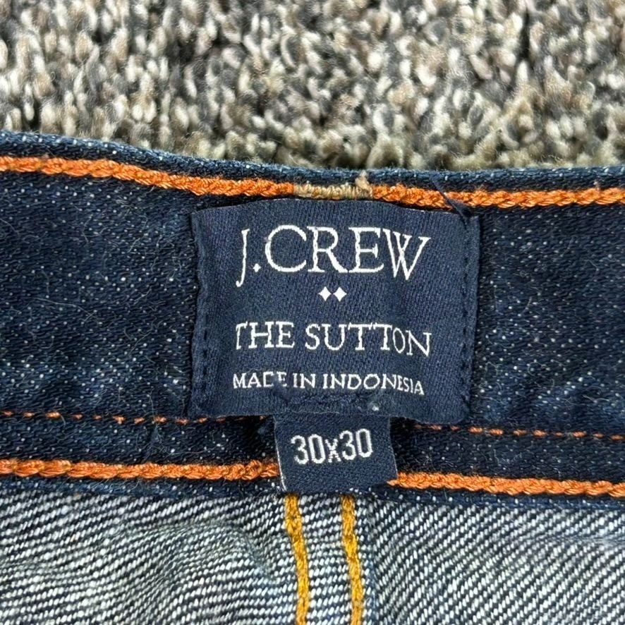 J Crew The Sutton Selvedge Red Line Raw Denim Jeans Mens 30×30 Dark Indigo Wash