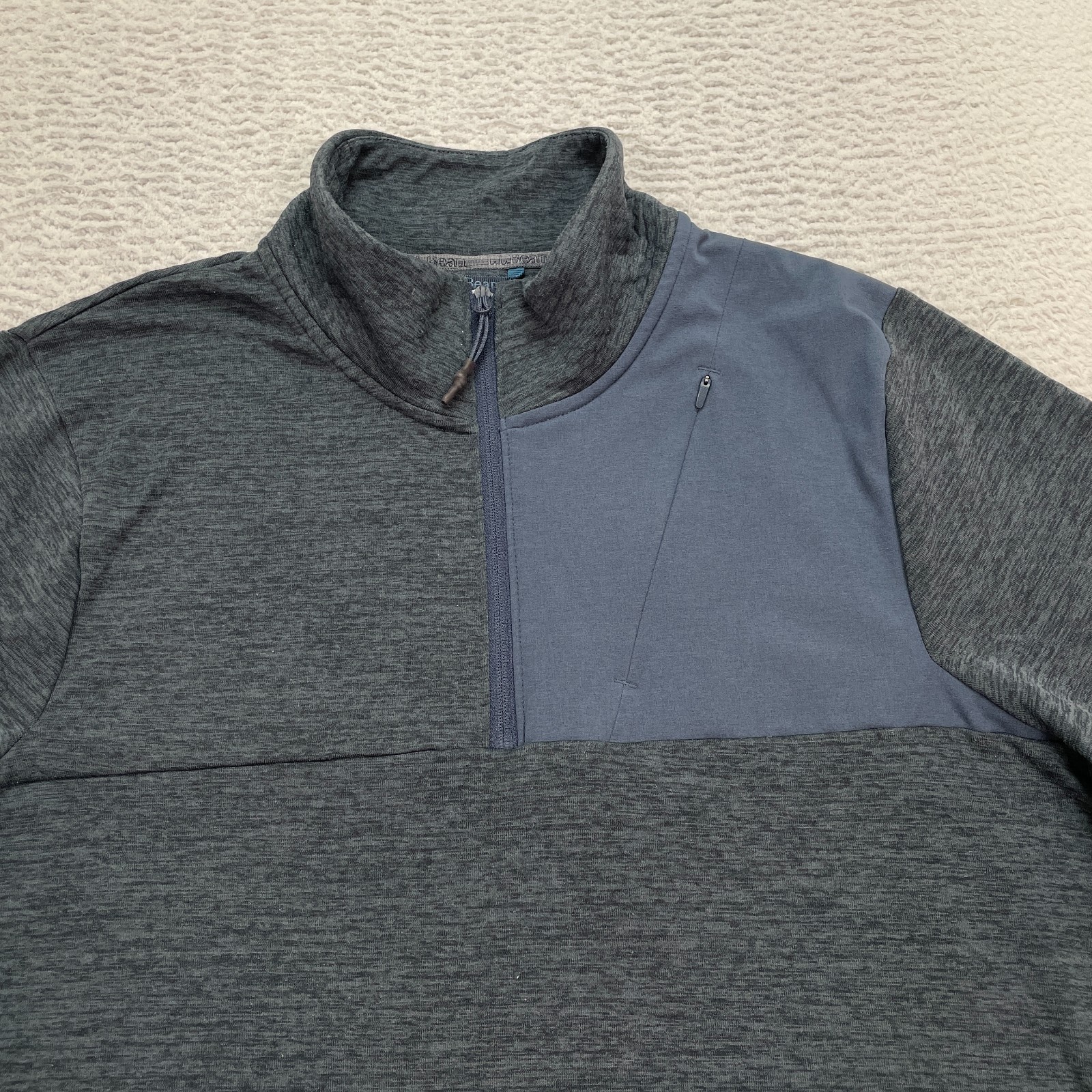 LL Bean Sweater Mens Medium Tall Adventure Grid Slightly Fitted Pullover Zip