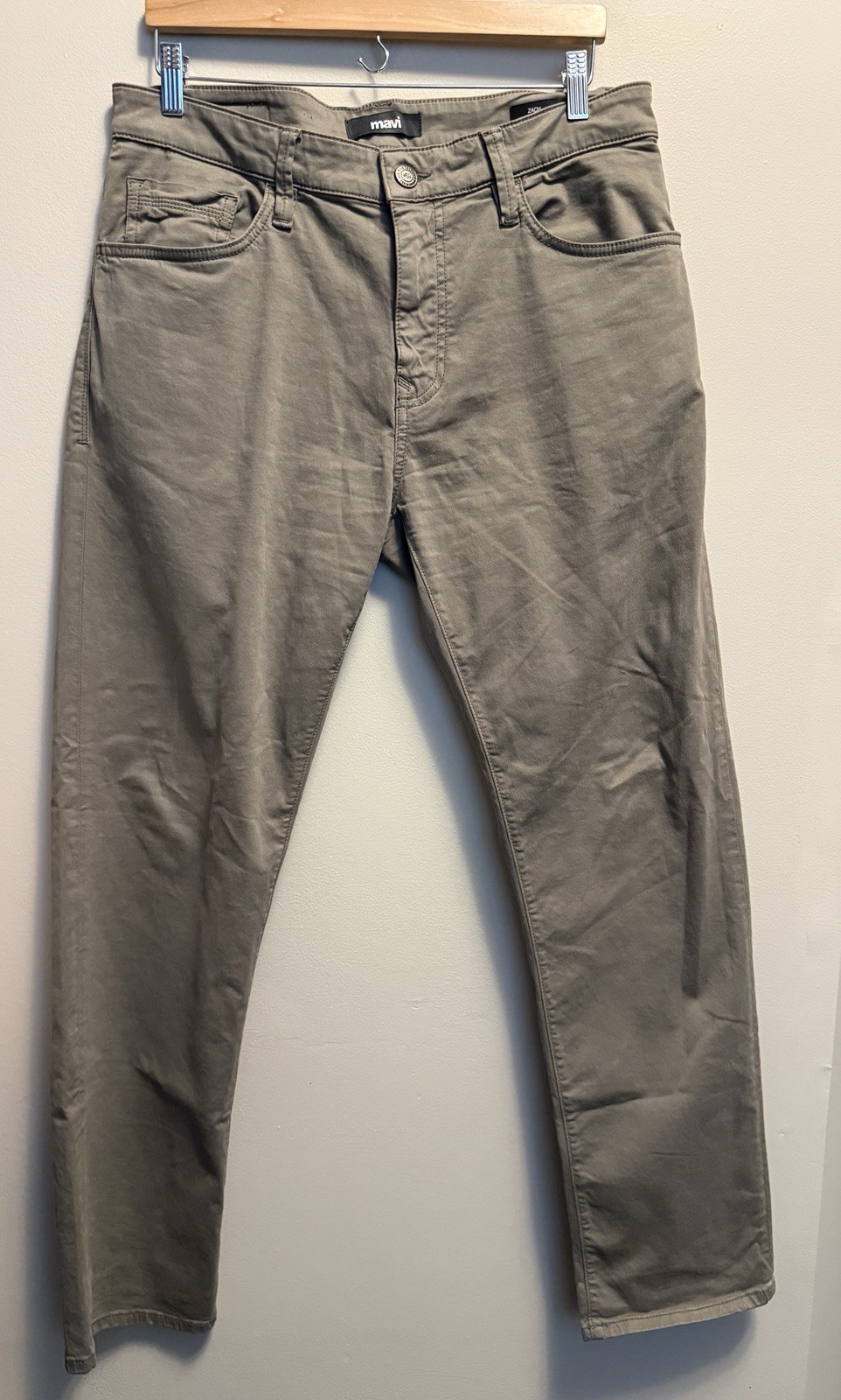 Mavi Jeans Zach Straight Leg Olive Green Stretch Mens Sz 34 X 32