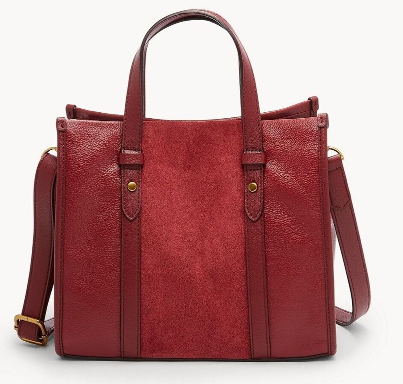 Fossil Kingston Satchel Crossbody Dark Red Velvet Leather SHB3046627 NWT $230