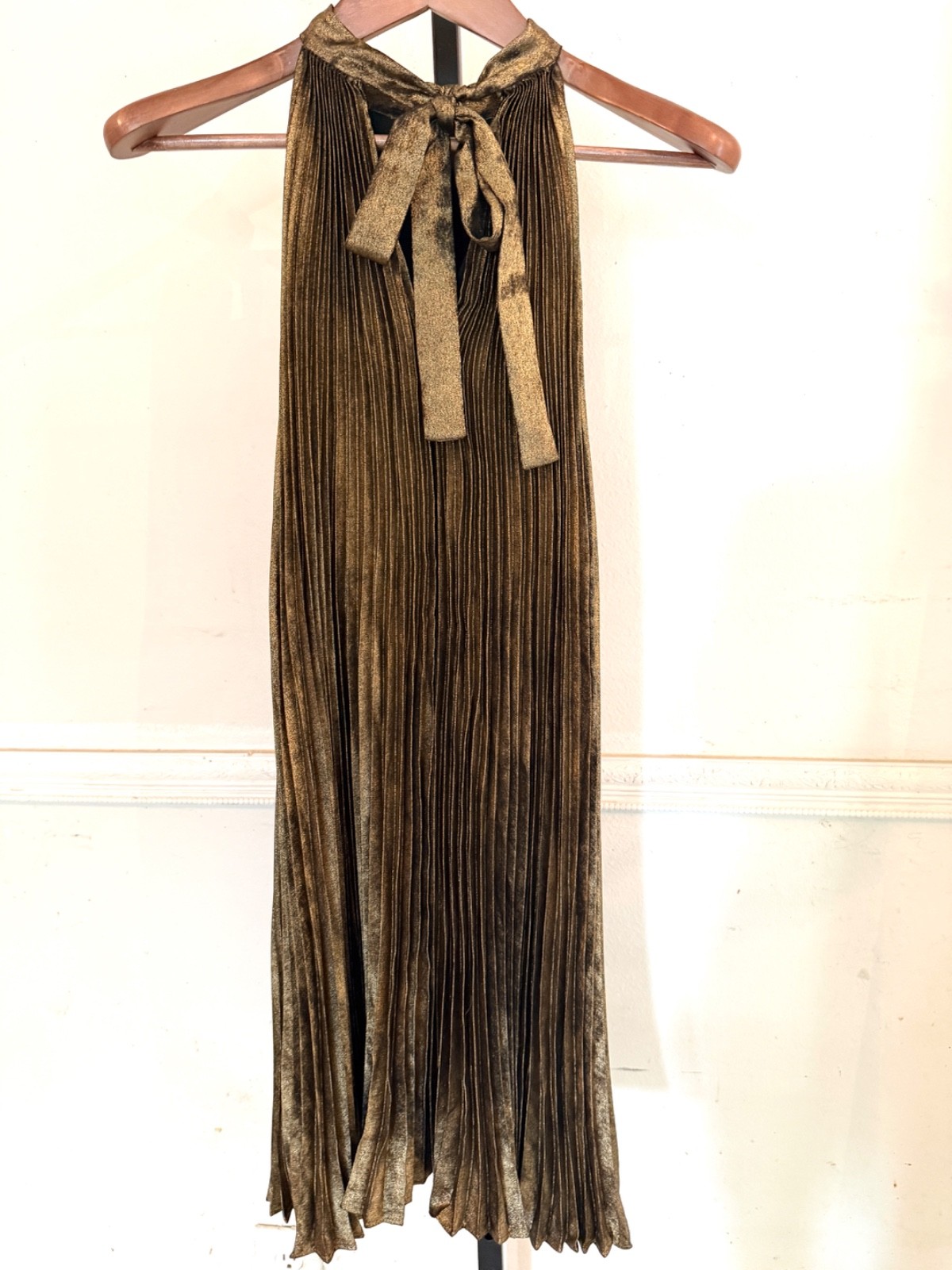 NWT Banana Republic | Size 0 | Halter Dress Gold and Brown Metallic