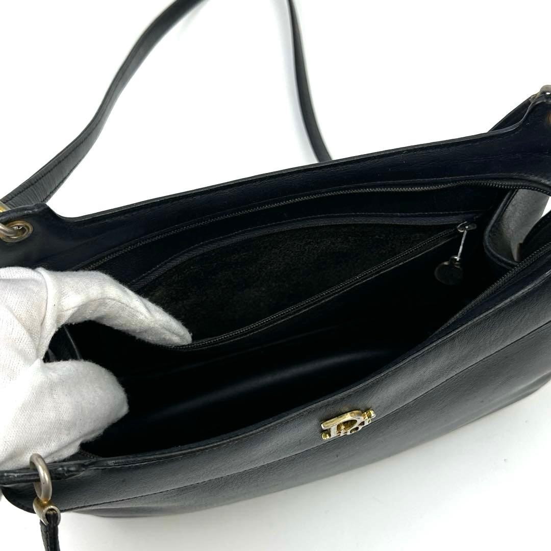 Christian Dior Bag Condition Dior Shoulder Trotter Gold Hardware Leather Black