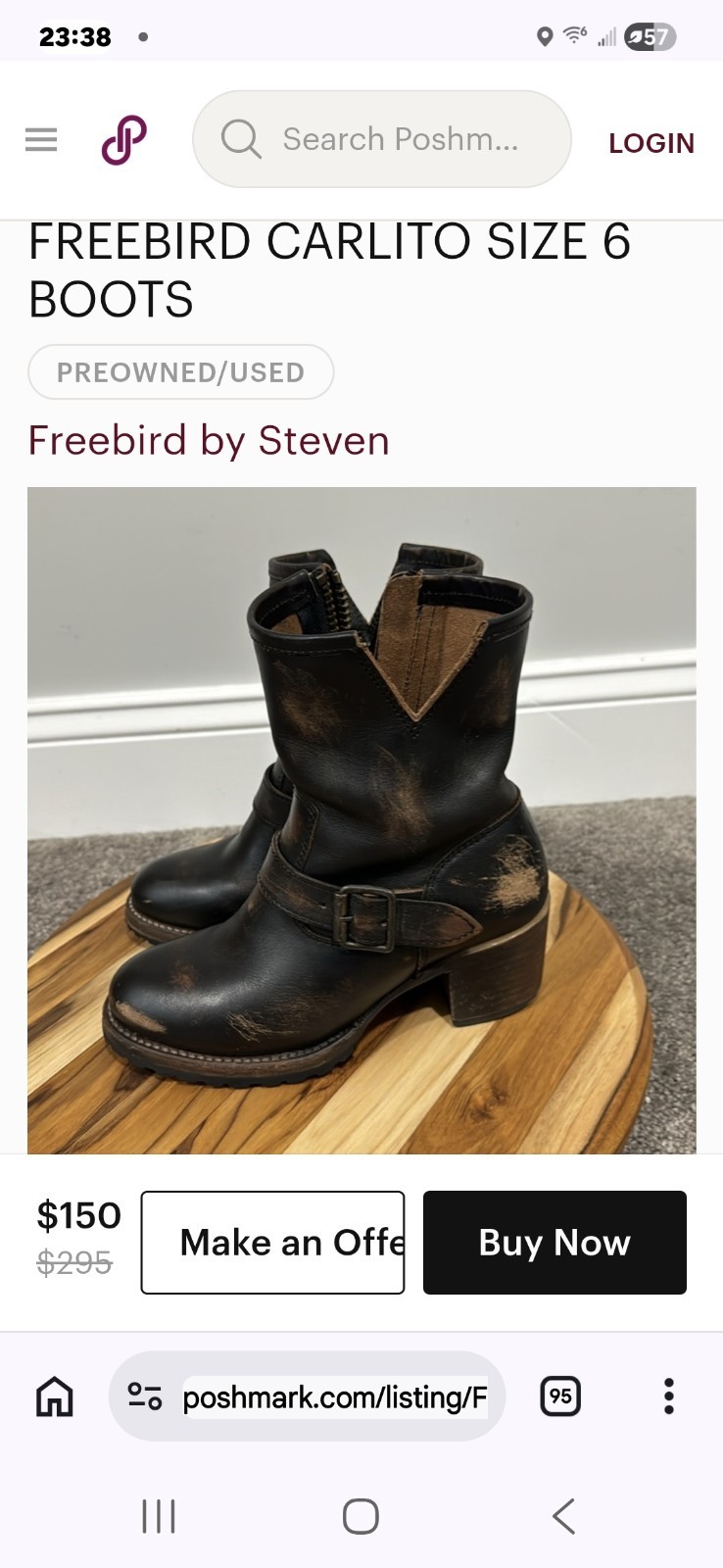 Freebird Steven Boots Carlito Women Distressed Dark Brown Leather Size 7 Nice!