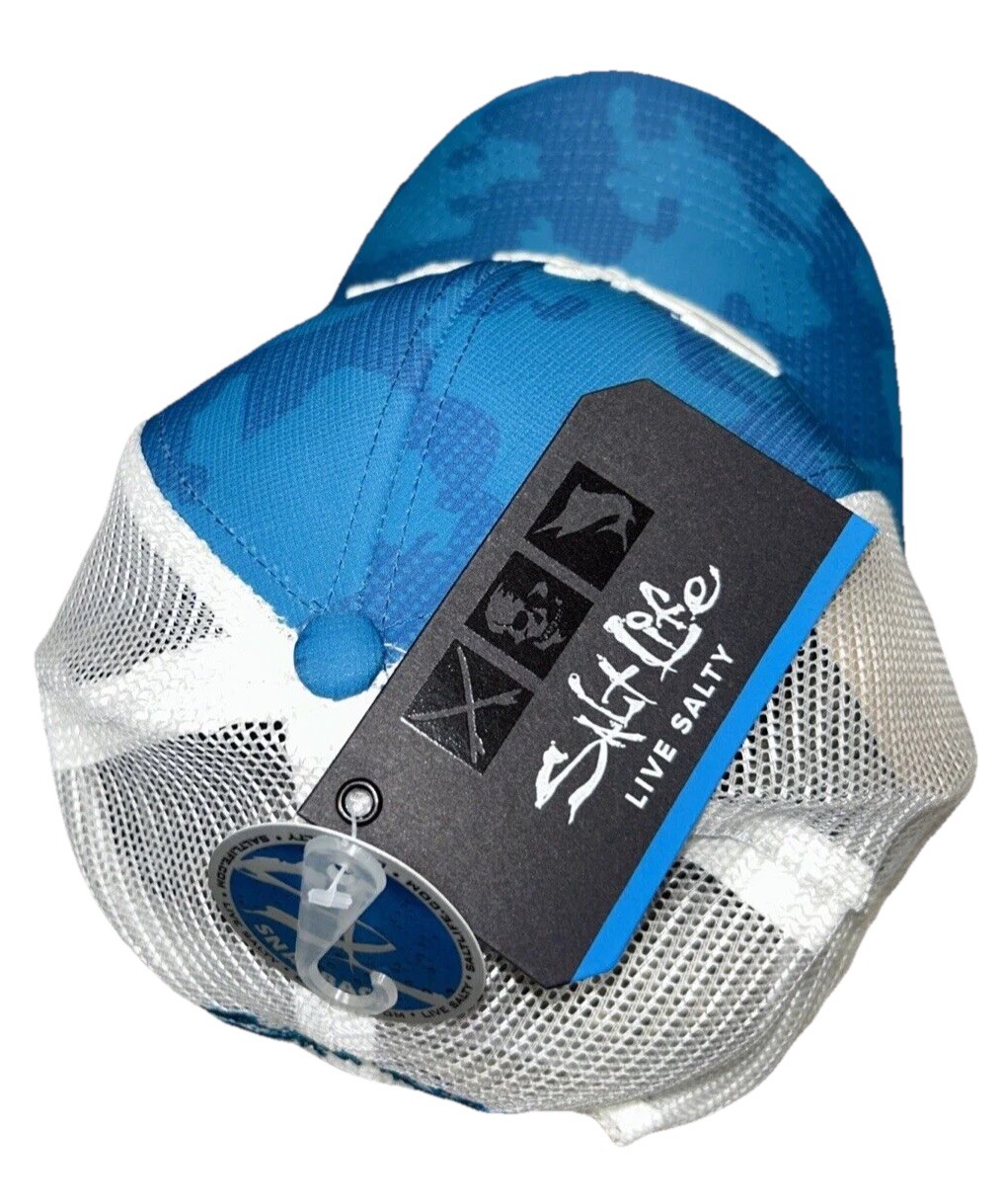 SALT LIFE Mesh Back SNAPBACK Hat Cap OSFM ONE SIZE BLUE WHITE Salty NWT