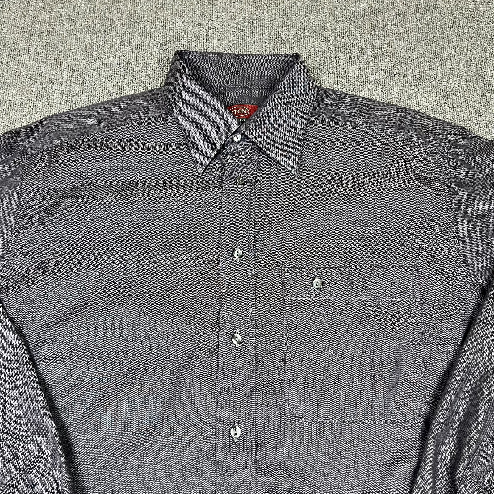 Eton Shirt Mens 16 Black Etastar Long Sleeve Barrel Cuff Pocket Smart Office