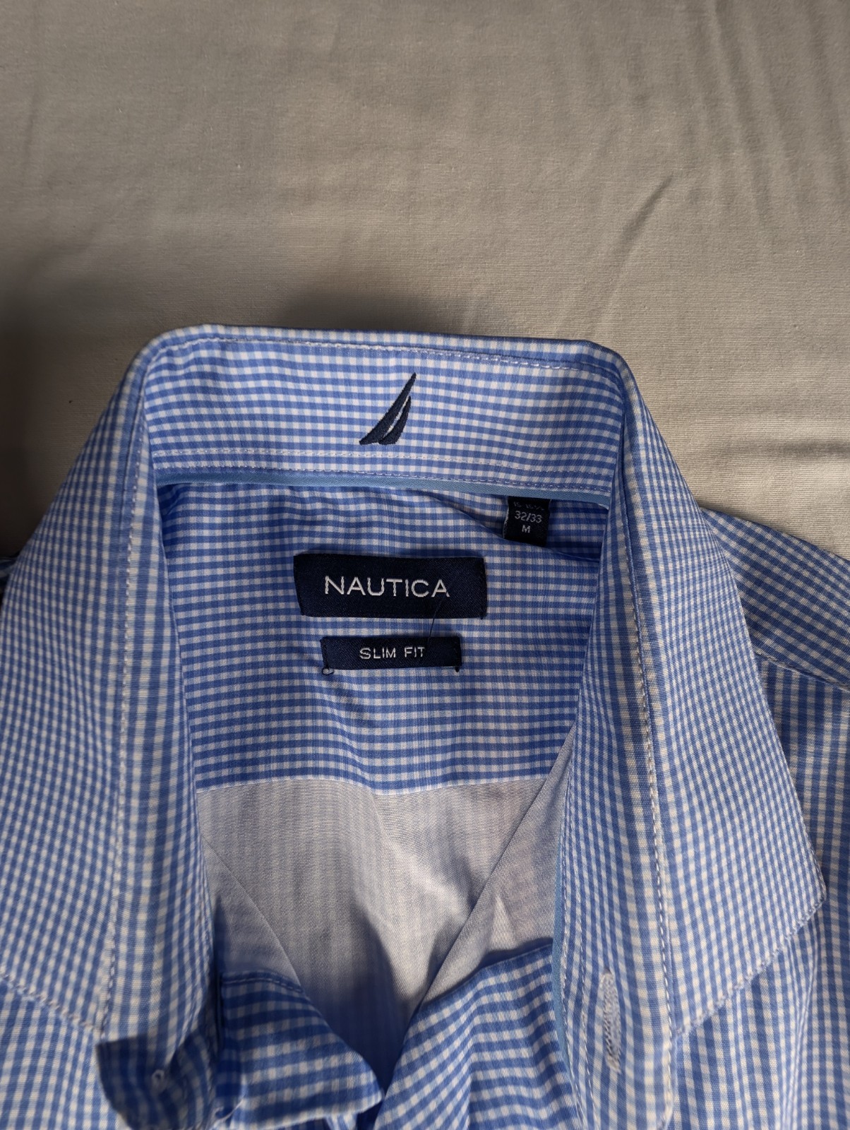 NEW! Mens “Nautica” Polyester Stretch Dress Shirt 15-15 1/2 32-33 MediumSlim Fit
