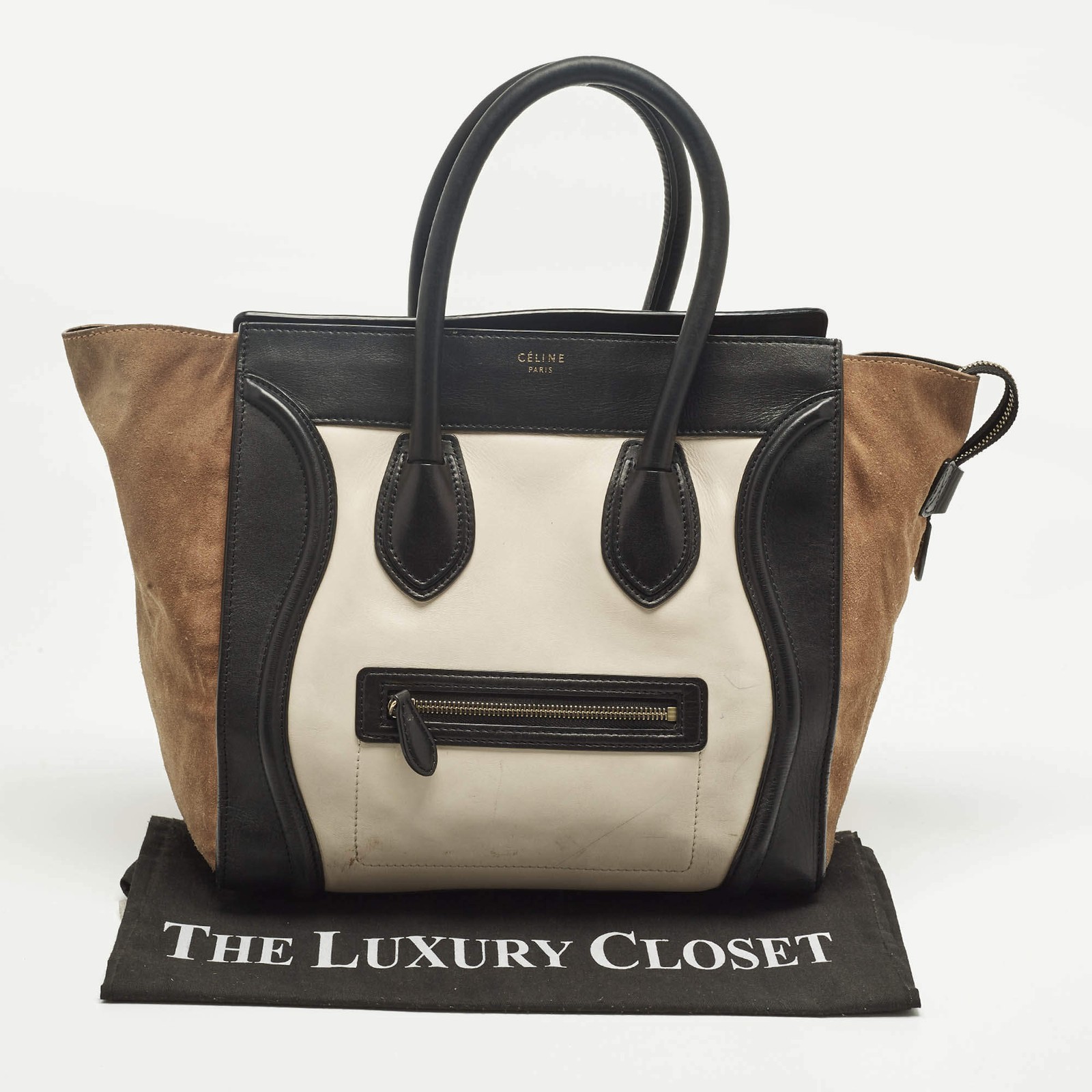 Celine Luggage Multicolor Leather and Suede Tote Bag