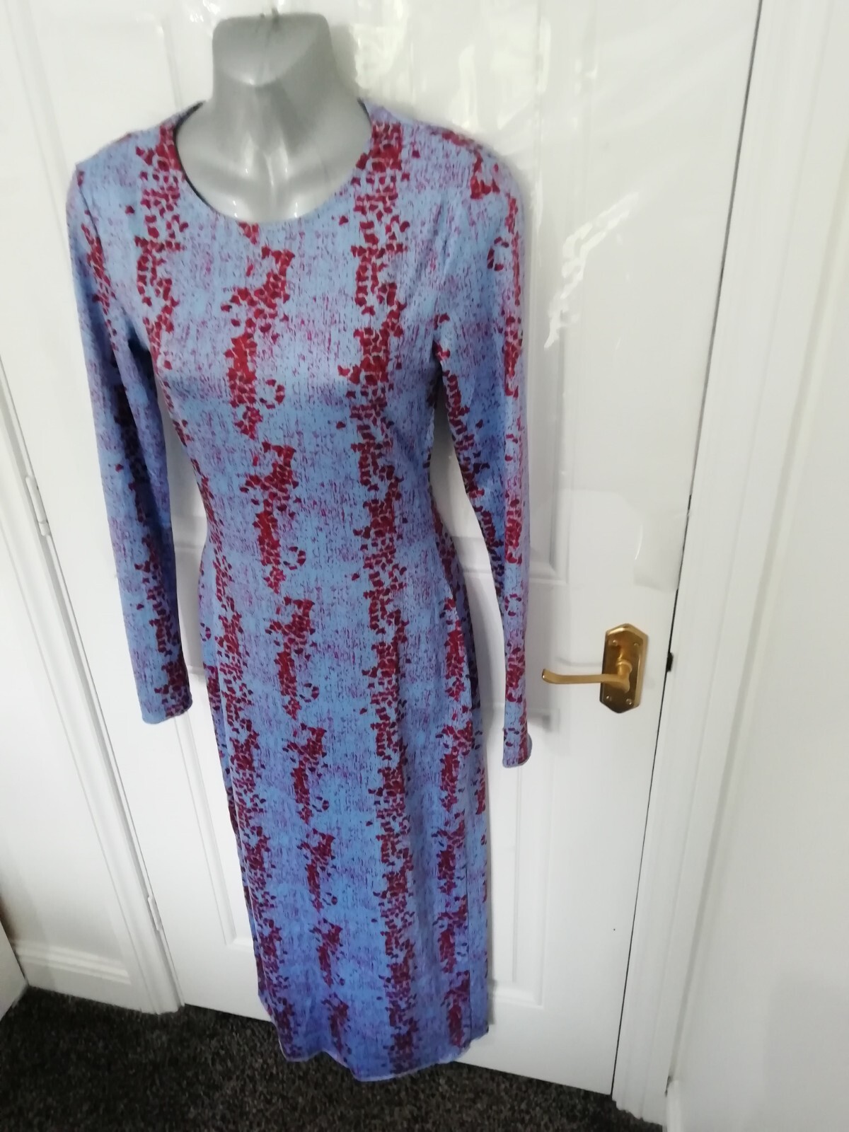Ei8th Hour 10 Blue Deep Red Stretchy Bodycon Maxi Long Dress Cut Out Back B/Zip