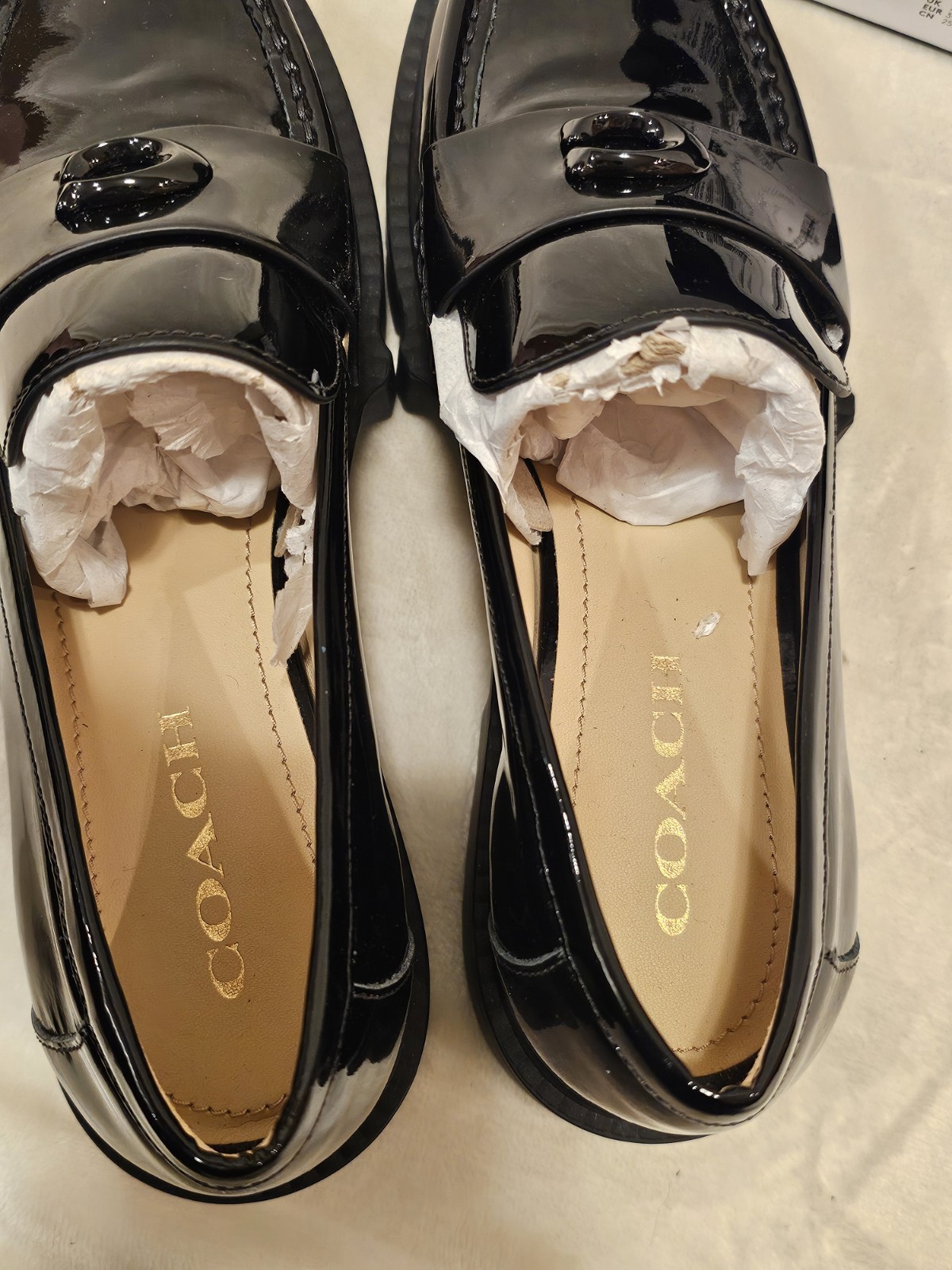Coach Leah Black Patent Leather Loafer Women’s Sz 9B CM752 90s Inspired New