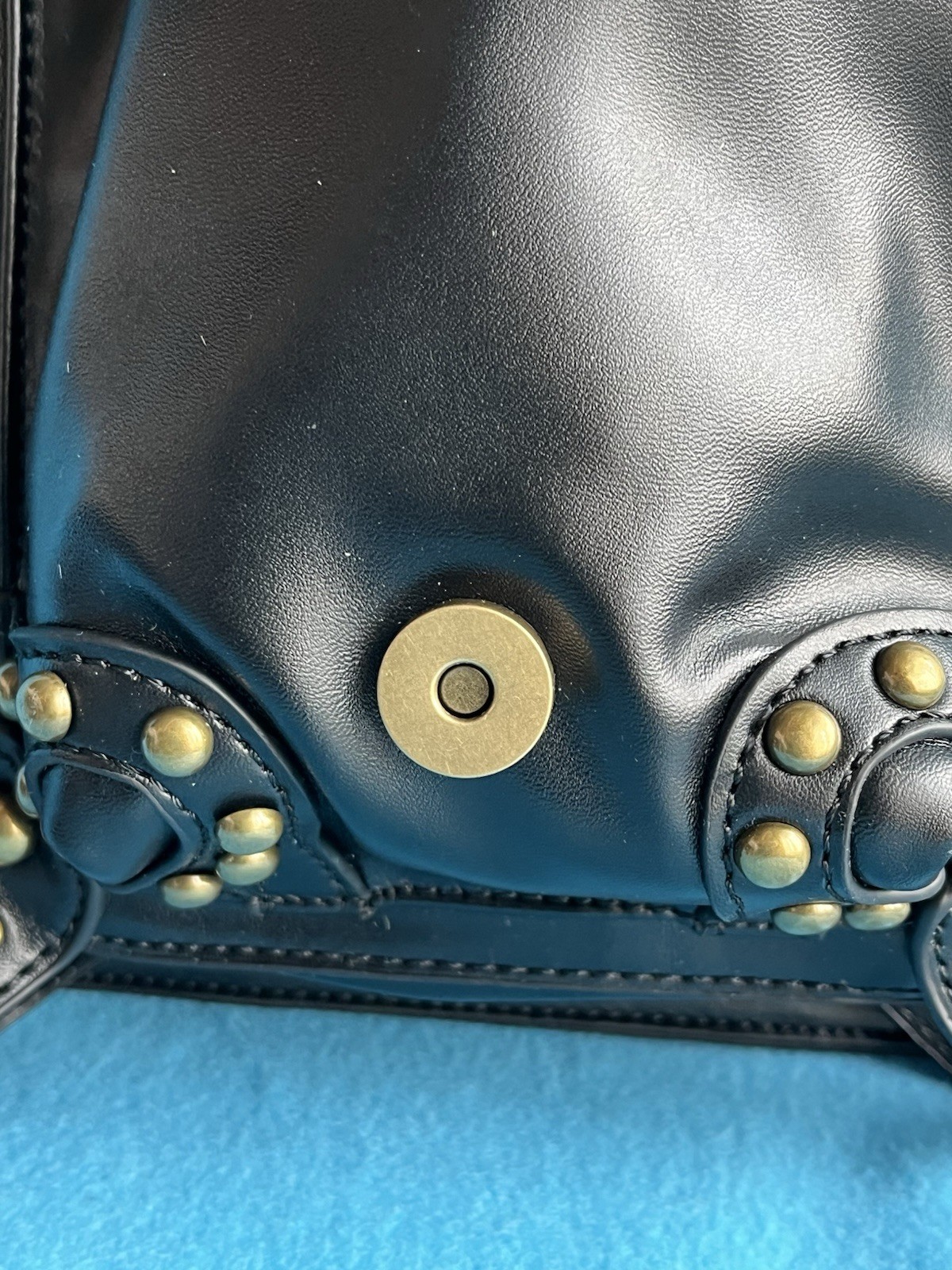 Steampunk Black Studded Lace-Up Crossbody Bag Zip & Magnetic Detachable Strap