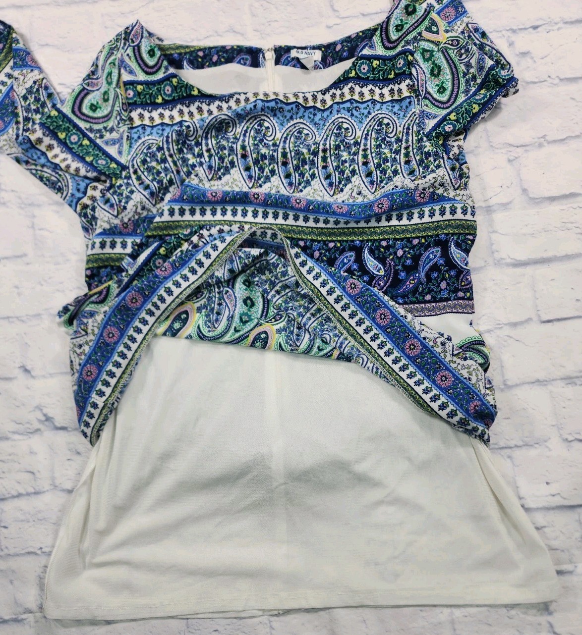Old Navy WOMENS SIZE L Dress Blue Paisley Zip Casual Party Cocktail