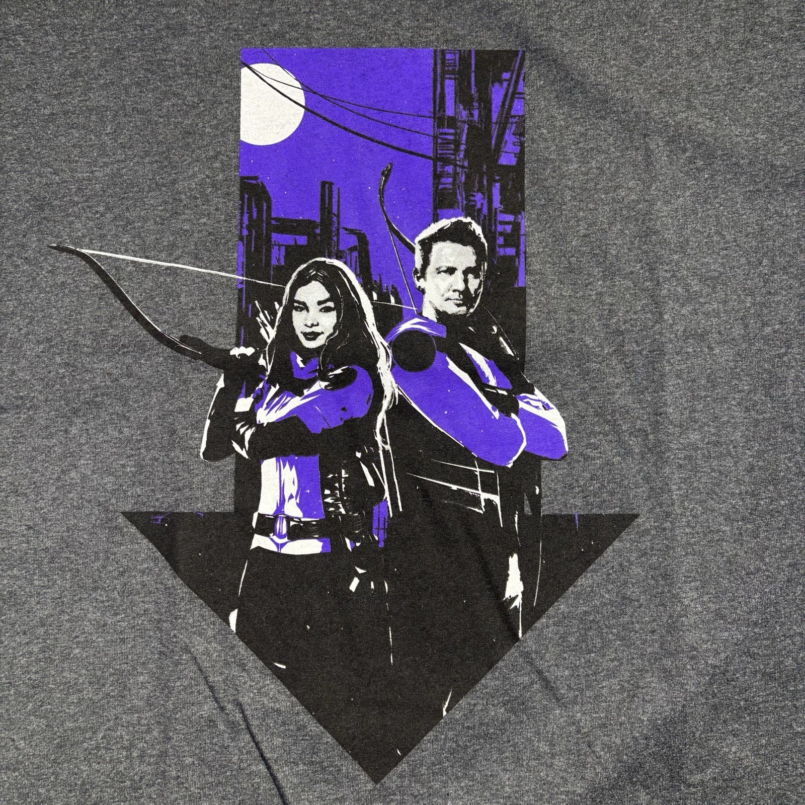 Disney Marvel Studios Hawkeye TV Show Clint Kate Bishop Gray XL Graphic T-Shirt