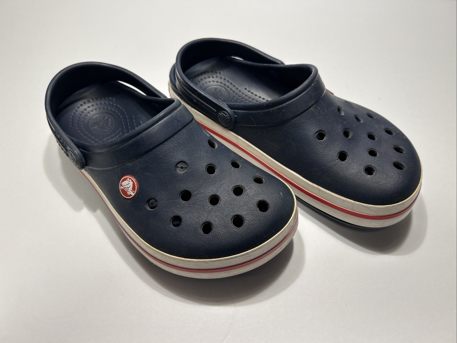 Crocs Crocband Navy, White, Red Clogs – Size M 4 / W 6