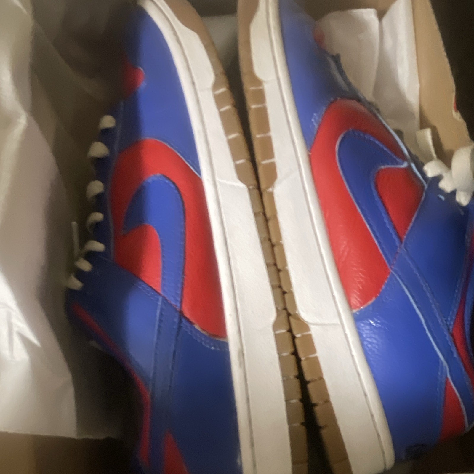 Nike Air Force 1 Red Blue White Low Top Leather Sneakers Men Colorblock