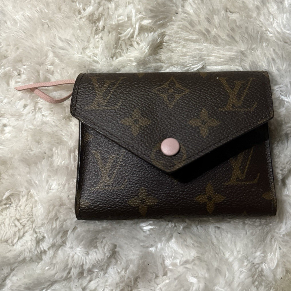 Louis Vuitton Monogram Brown & Pink Fold Wallet, Snap Closure, Card Slots