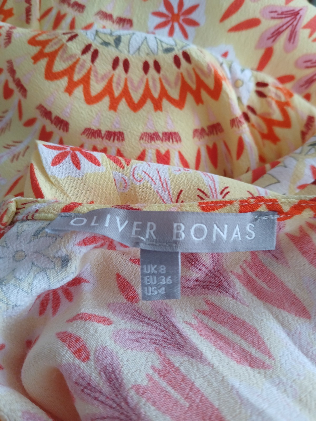 OLIVER BONAS UK SIZE 8 TRIBAL PRINT MIDI DRESS BOHEMIAN