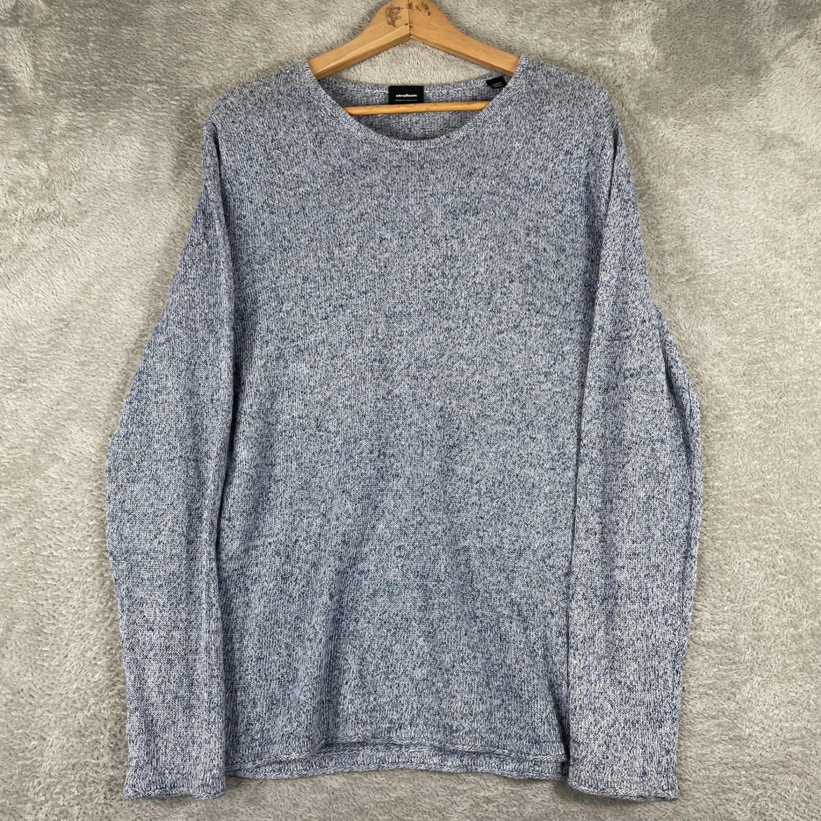 Strellson Knit Sweater Pullover Mens Large Blue Heathered Jumper Switzerland