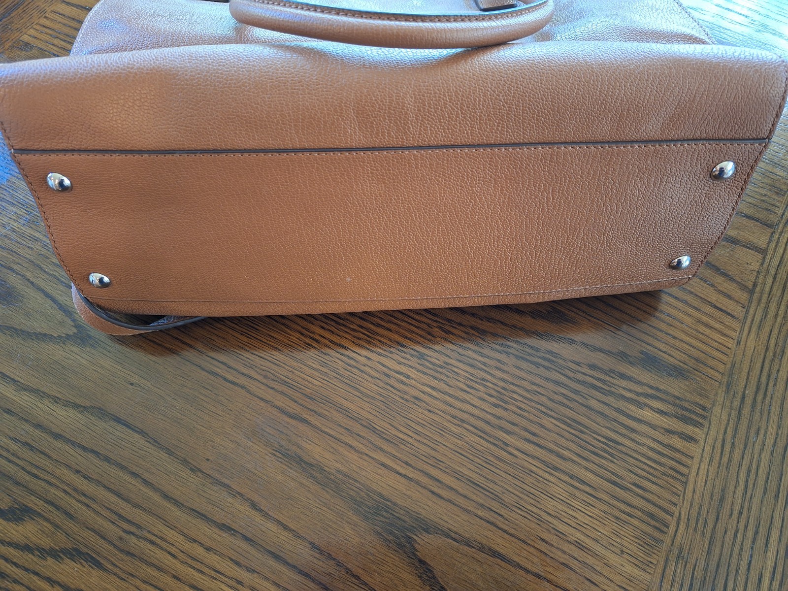 MICHAEL KORS Hamilton Large Tan & Silver Leather Tote Bag