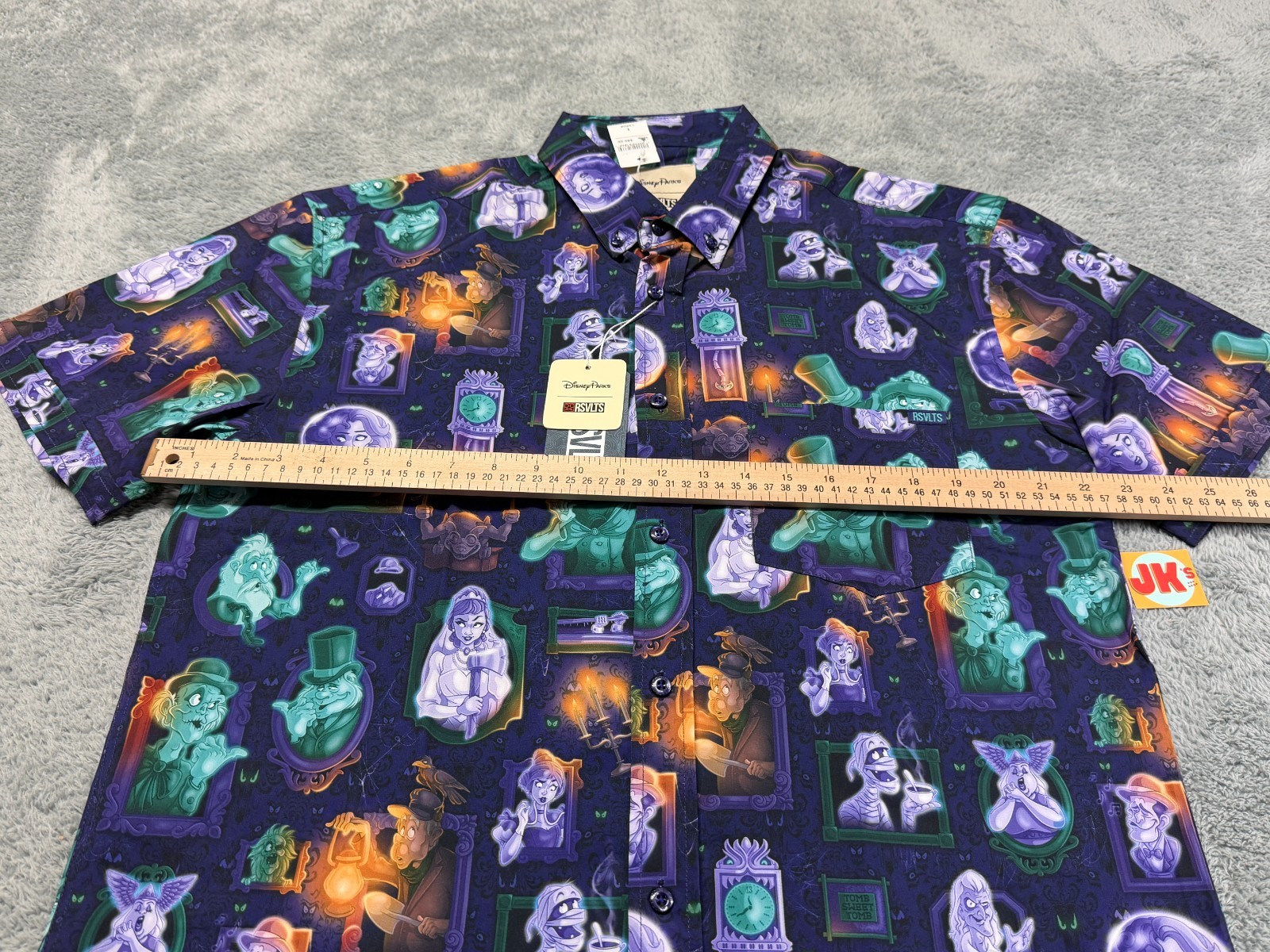 NEW Disney Parks RSVLTS Shirt Adult Large Purple The Haunted Mansion Button Up