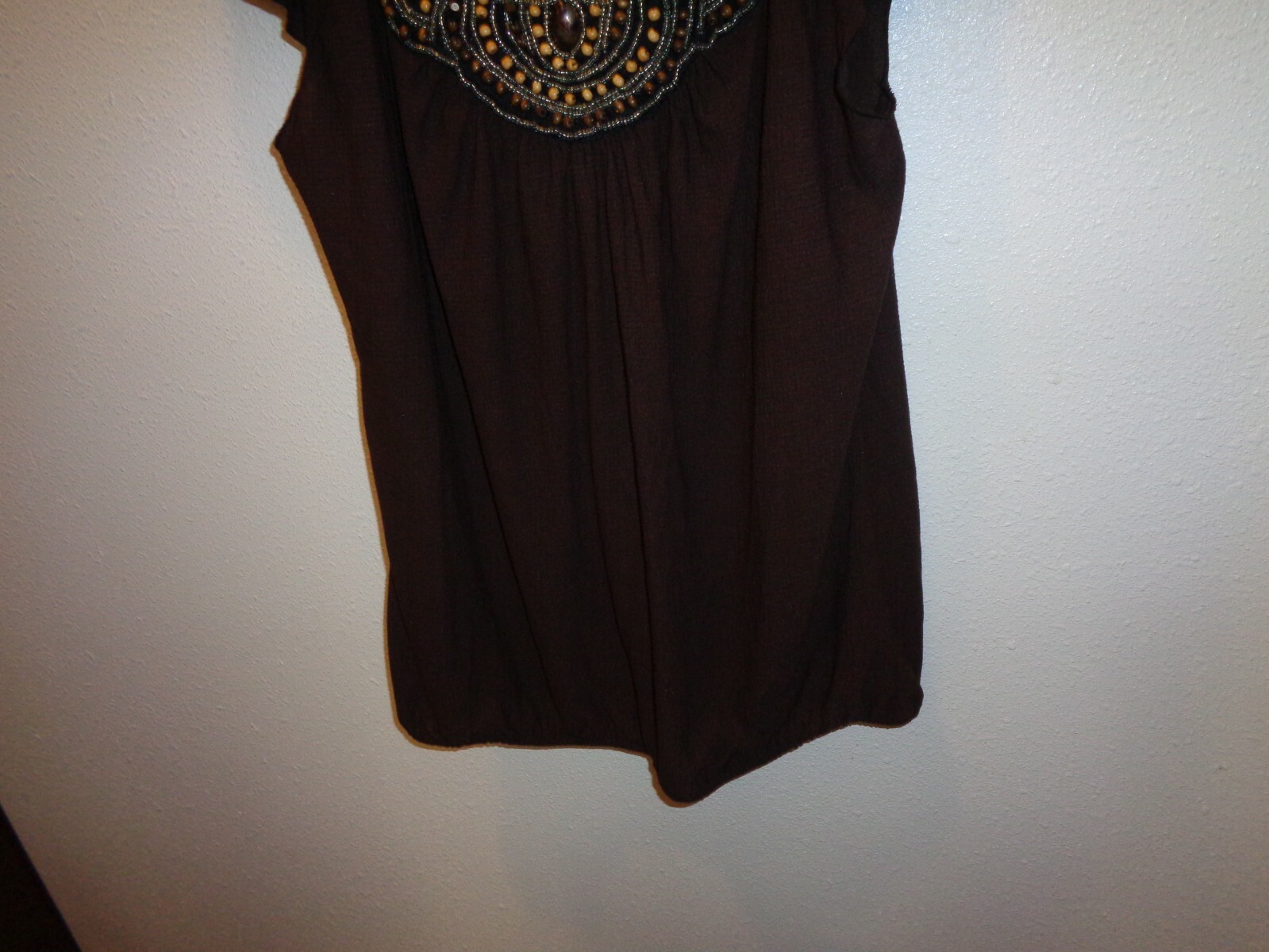 WRAPPER Junior’s Brown Top Blouse NWT Size XL Short Sleeve
