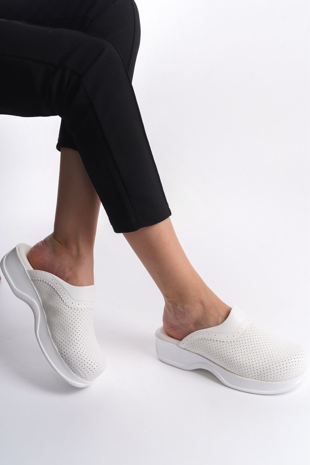 Positive White Women Classic Perforated Clogs