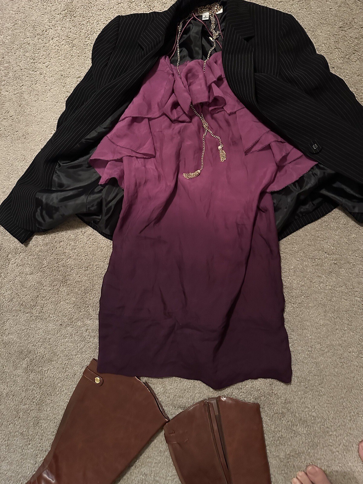 $395 REBECCA TAYLOR SILK Dress 6 S Ruffle Ombre Chloe Dye spade Magnolia kate