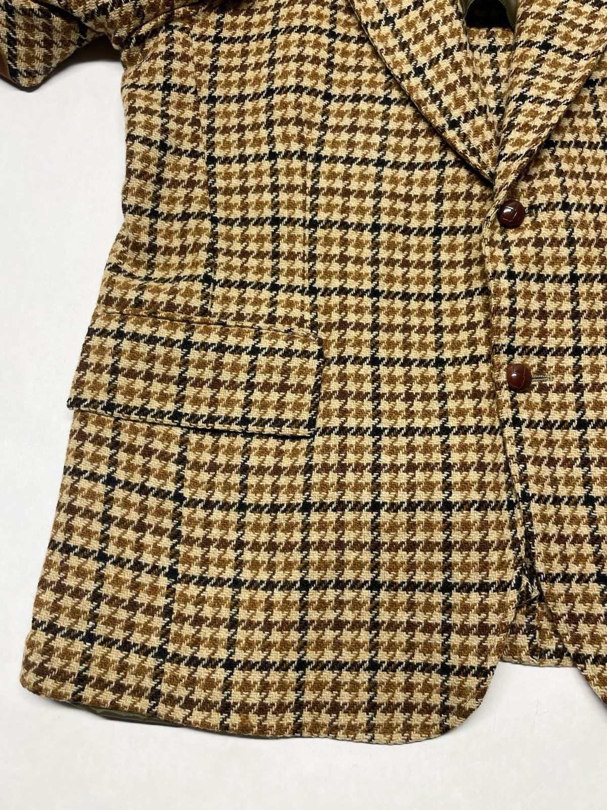 VTG Brown Plaid Elbow Patches Blazer Jacket Men 44” Preppy Hipster Retro 70s 80s