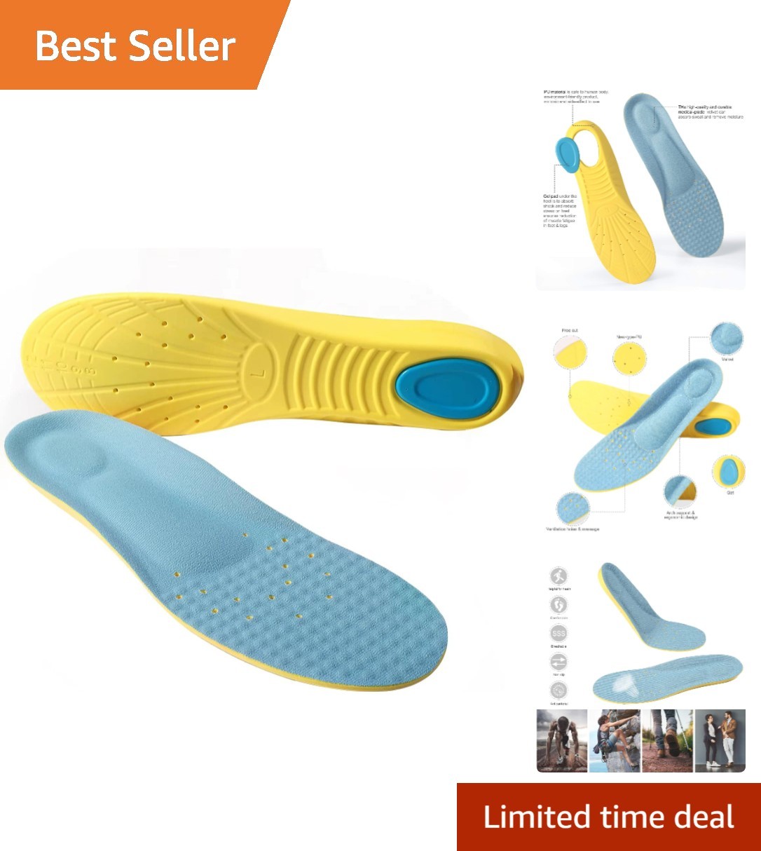 Custom Fit Memory Foam Insoles – Pain Relief for Heel Spur & Plantar Fasciitis