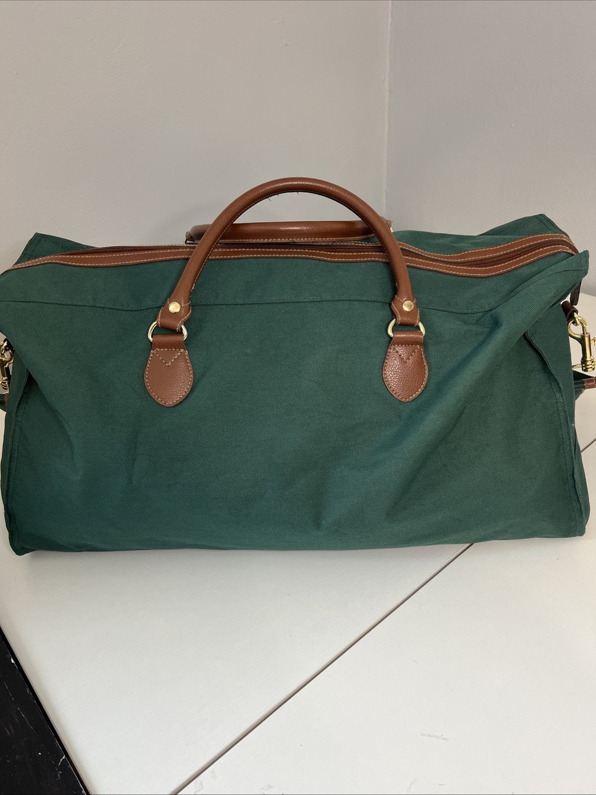Vintage Ralph Lauren Weekender Duffle Bag 80’s-90’s Green Canvas Travel Tote