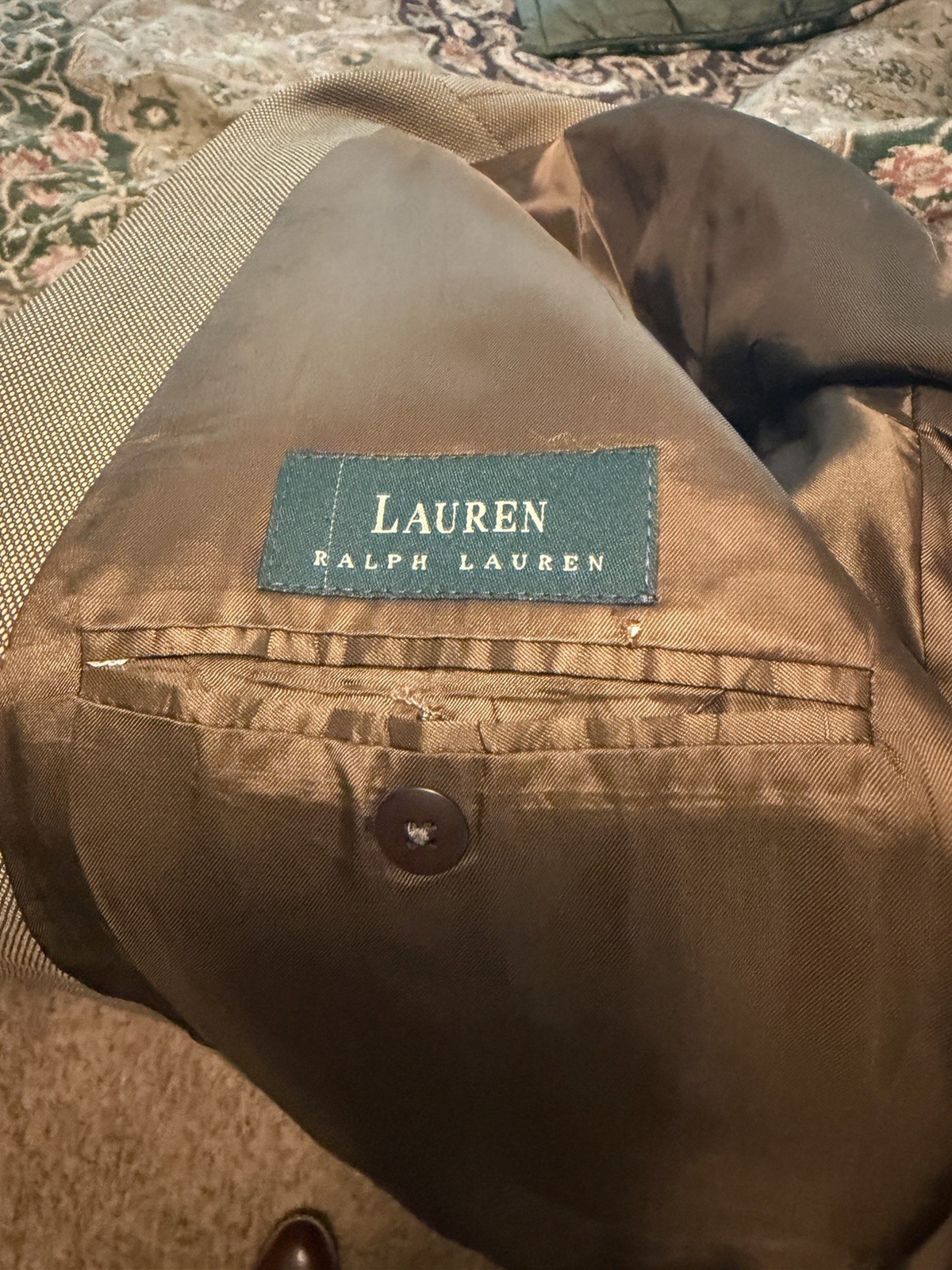 Lauren Ralph Lauren Tan Worsted Wool 2-Piece Suit 44S Classic Fit 34×30