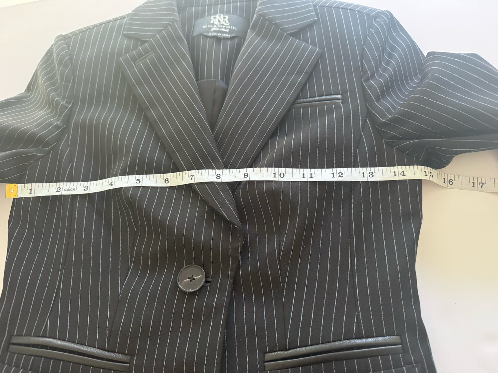 Vintage Rock & Republic Wool Silk Pinstripe Fitted Blazer 00P Y2K Rocker Chic