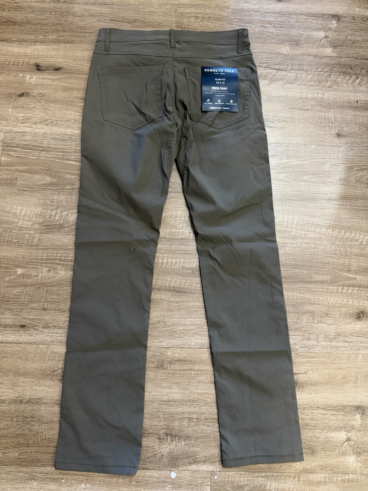 Kenneth Cole Techni-Cole Slim Fit Tech Pants 30W Green Stretch Water Repel
