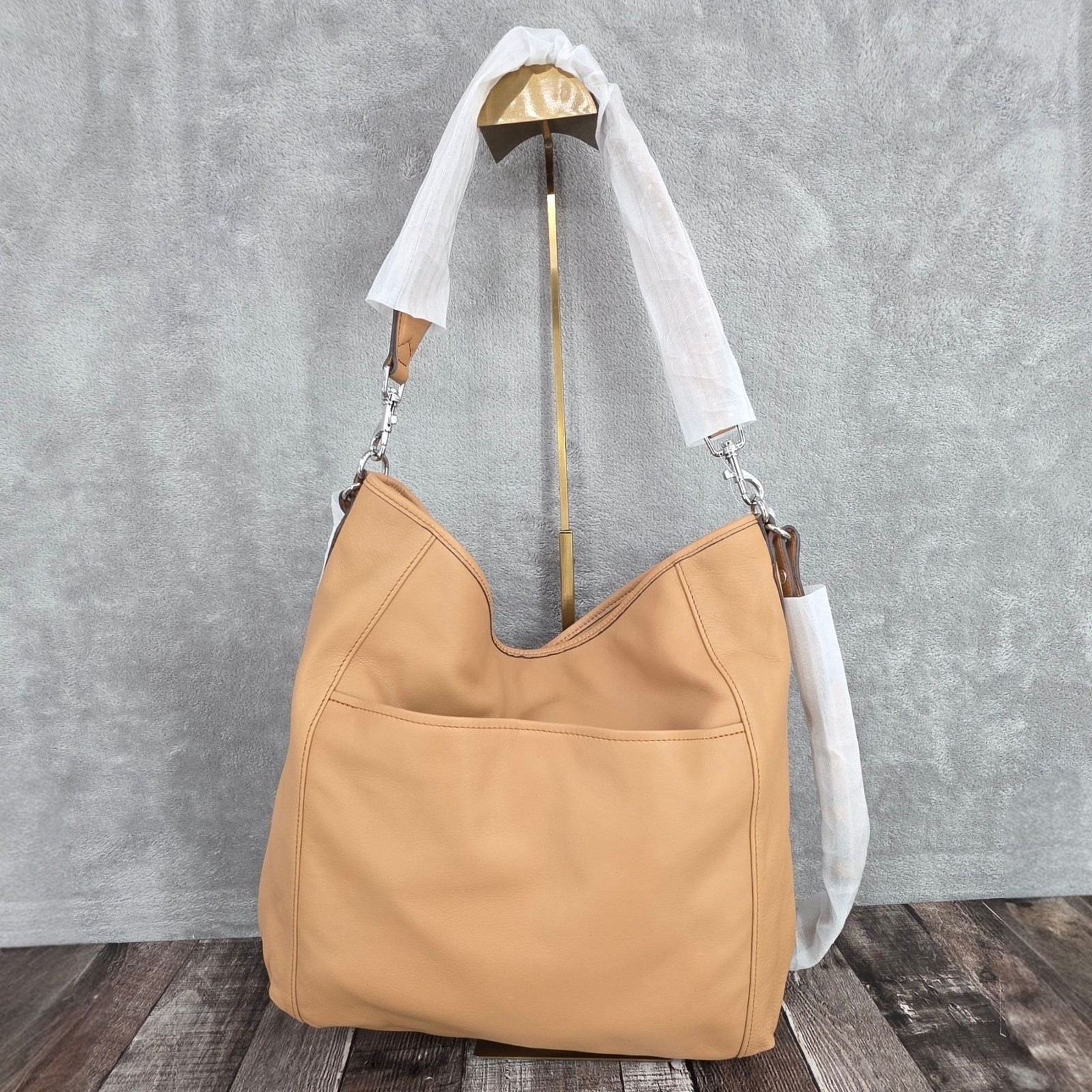 Aimee Kestenberg Zip Me Up Convertible Hobo Bag Brown Vachetta Leather Boho New
