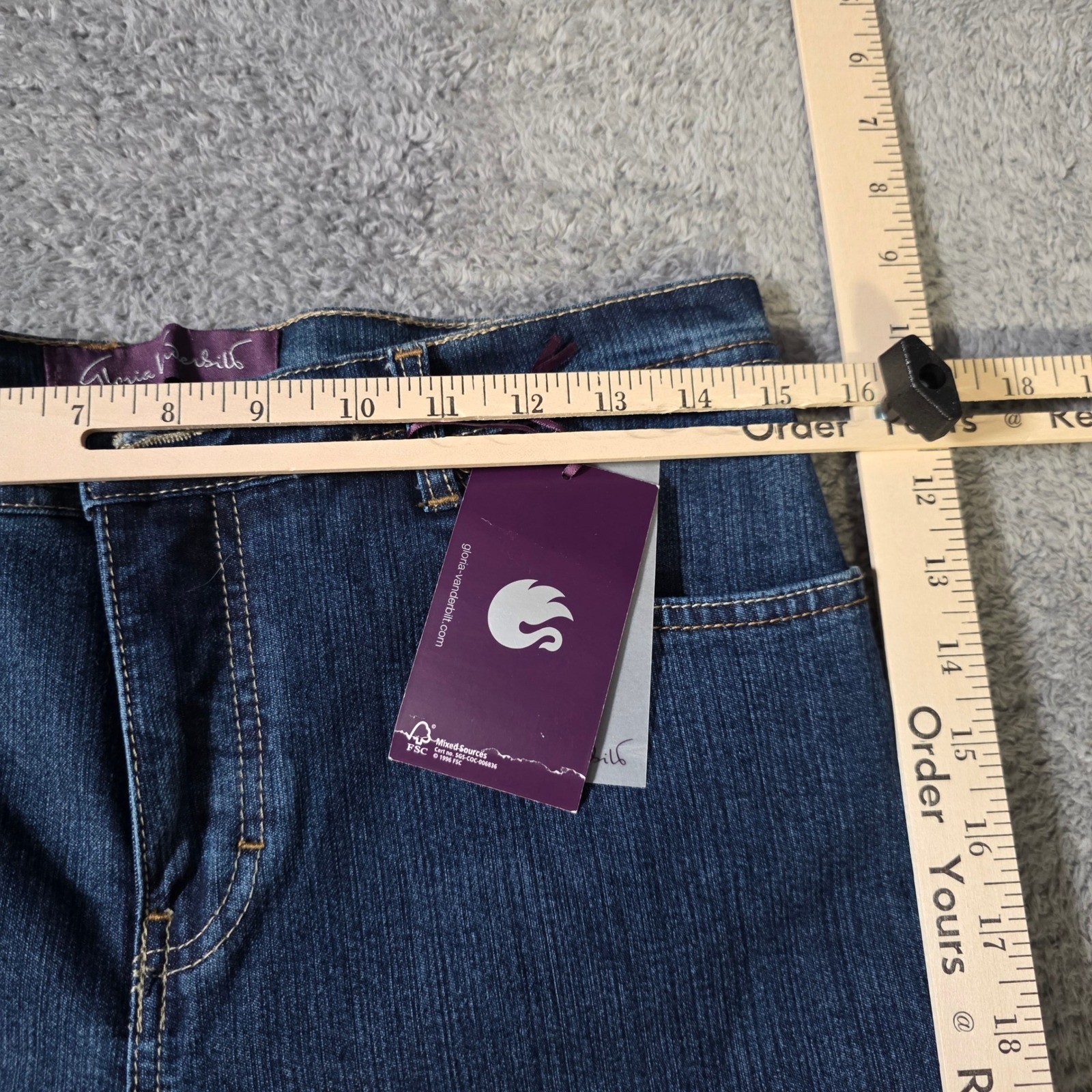 Gloria Vanderbilt Womens 12P Amanda Classic Fit Jeans Blue High Rise Tapered Leg