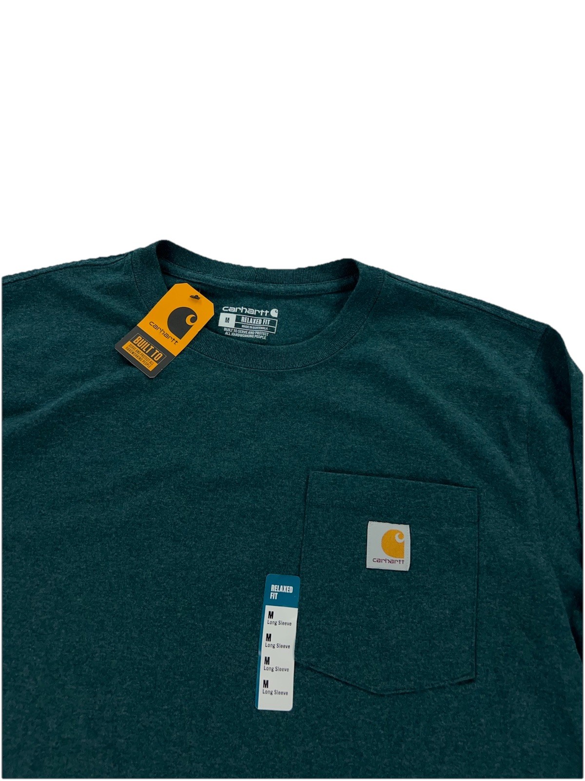 NEW Carhartt Heavyweight Long Sleeve Relaxed Fit T Shirt Mountain Green Mens M