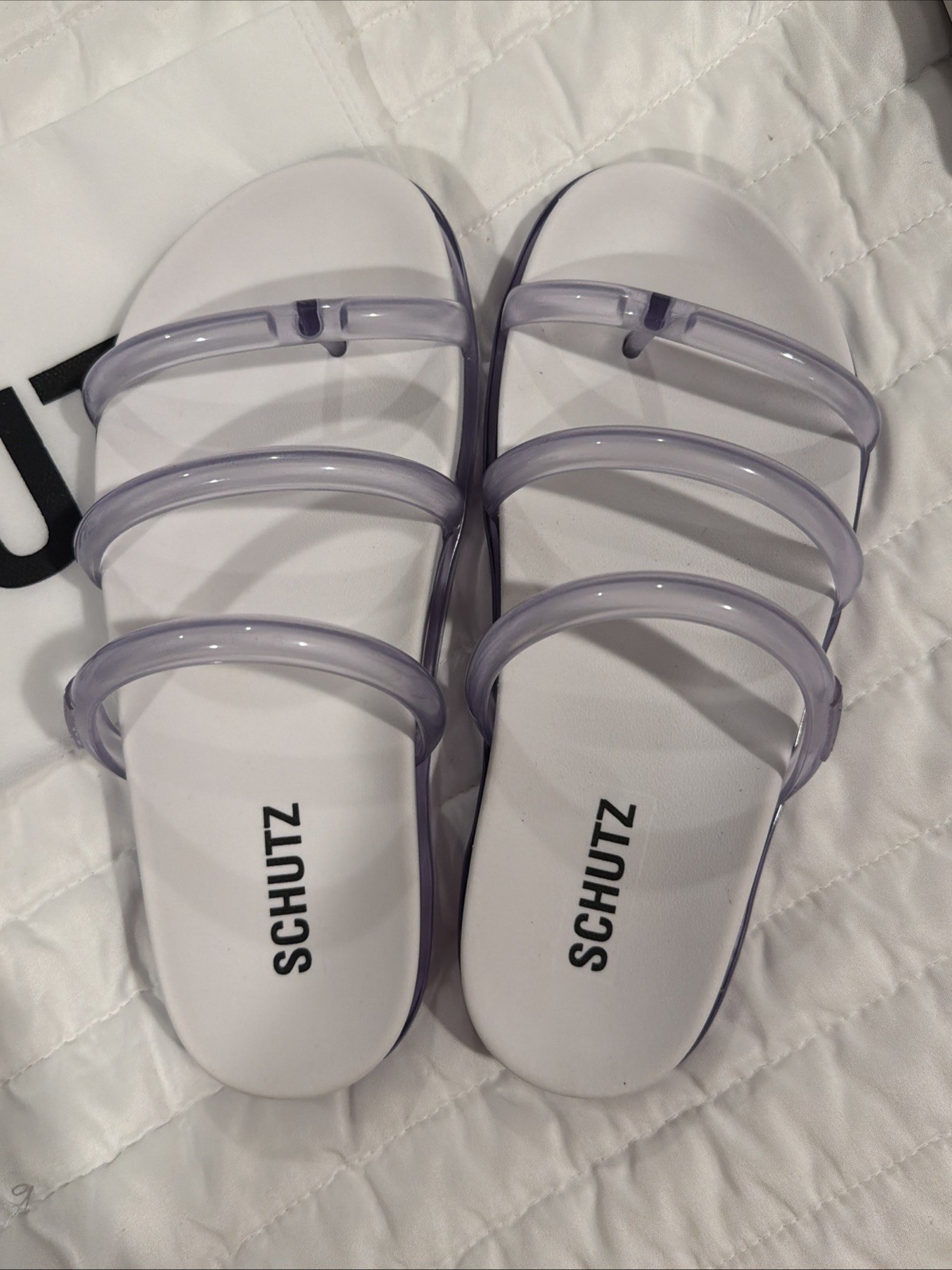Schutz Polly Sporty Injected Sandal Size 7B Plastic/Transparent White