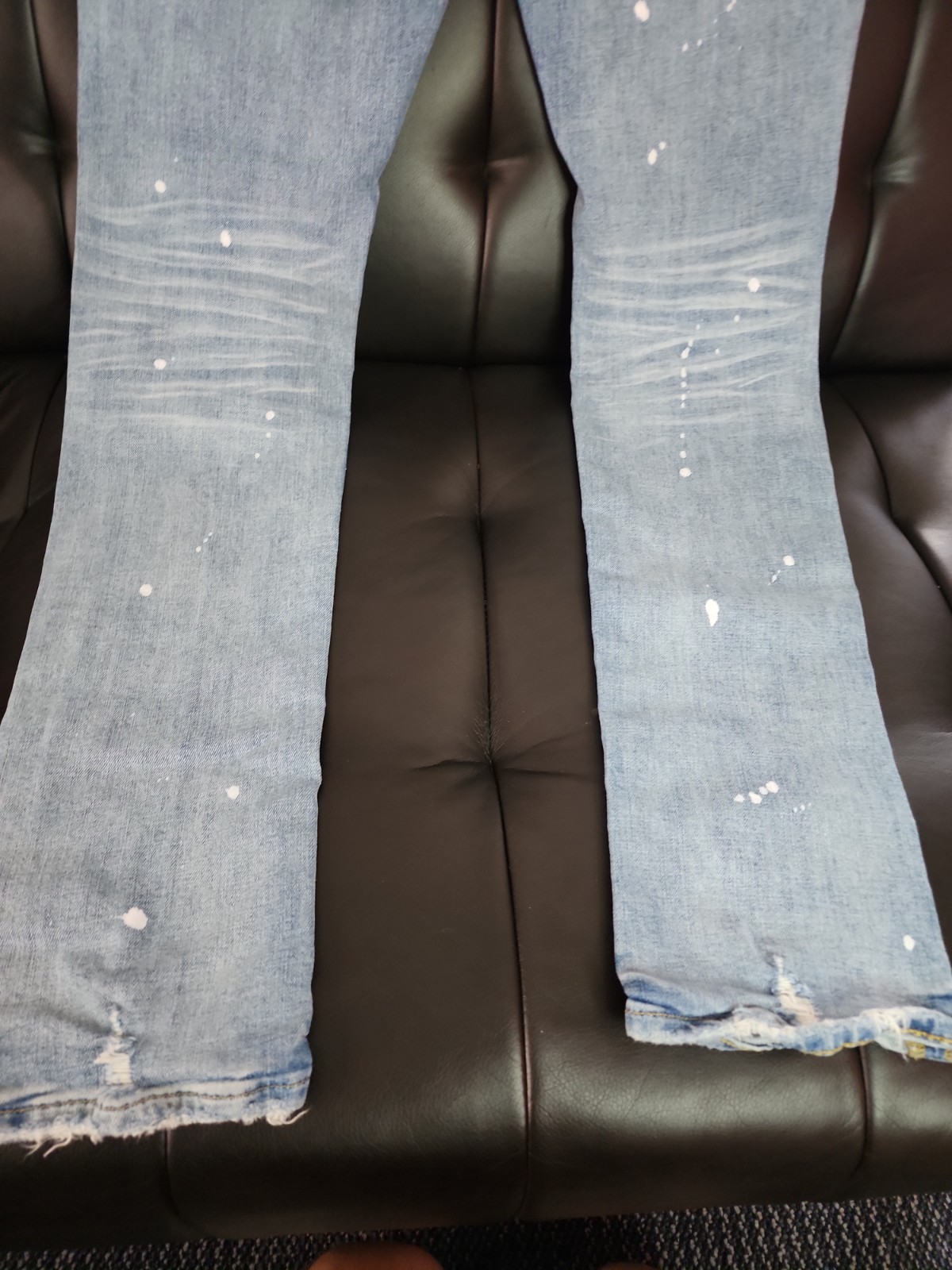 Purple Brand Luxury Distressed Paint Splattered Slim Fit Size 34