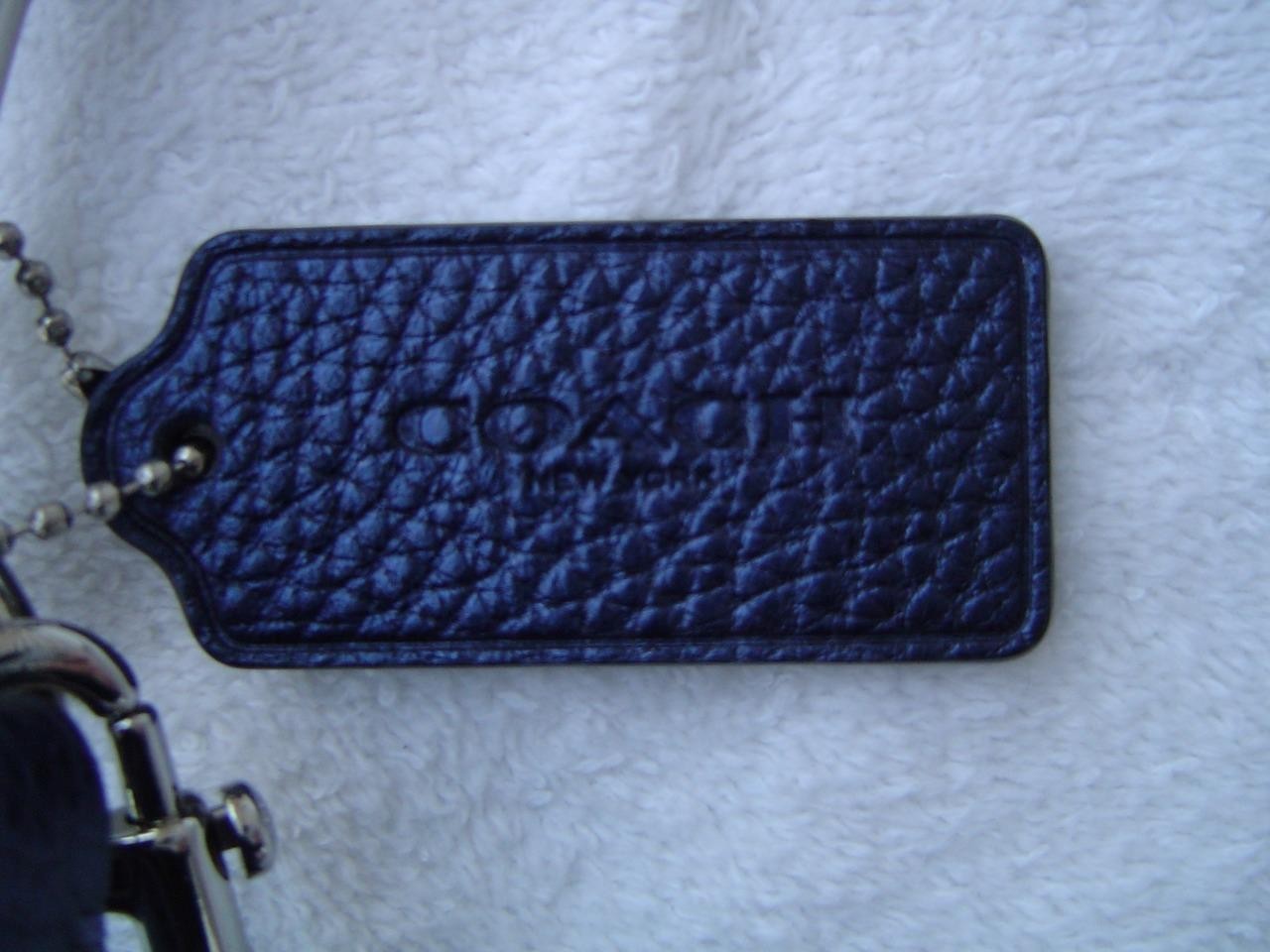 AUTHENTIC COACH METALLIC BLUE PEBBLE LEATHER MINI ABBY DUFFEL BAG #87691