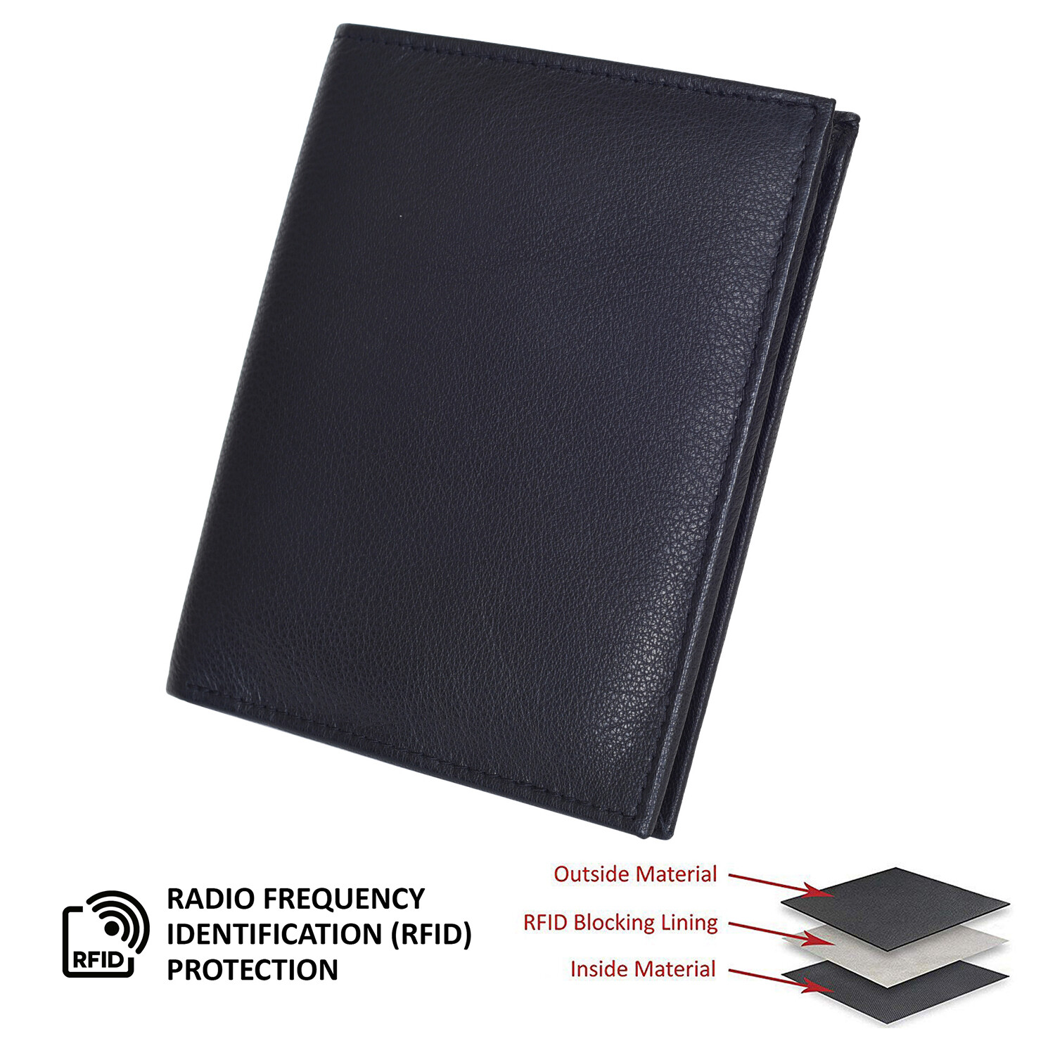 Leatherboss Genuine Leather Men RFID Slim Hipster Credit Card Bifold Wallet