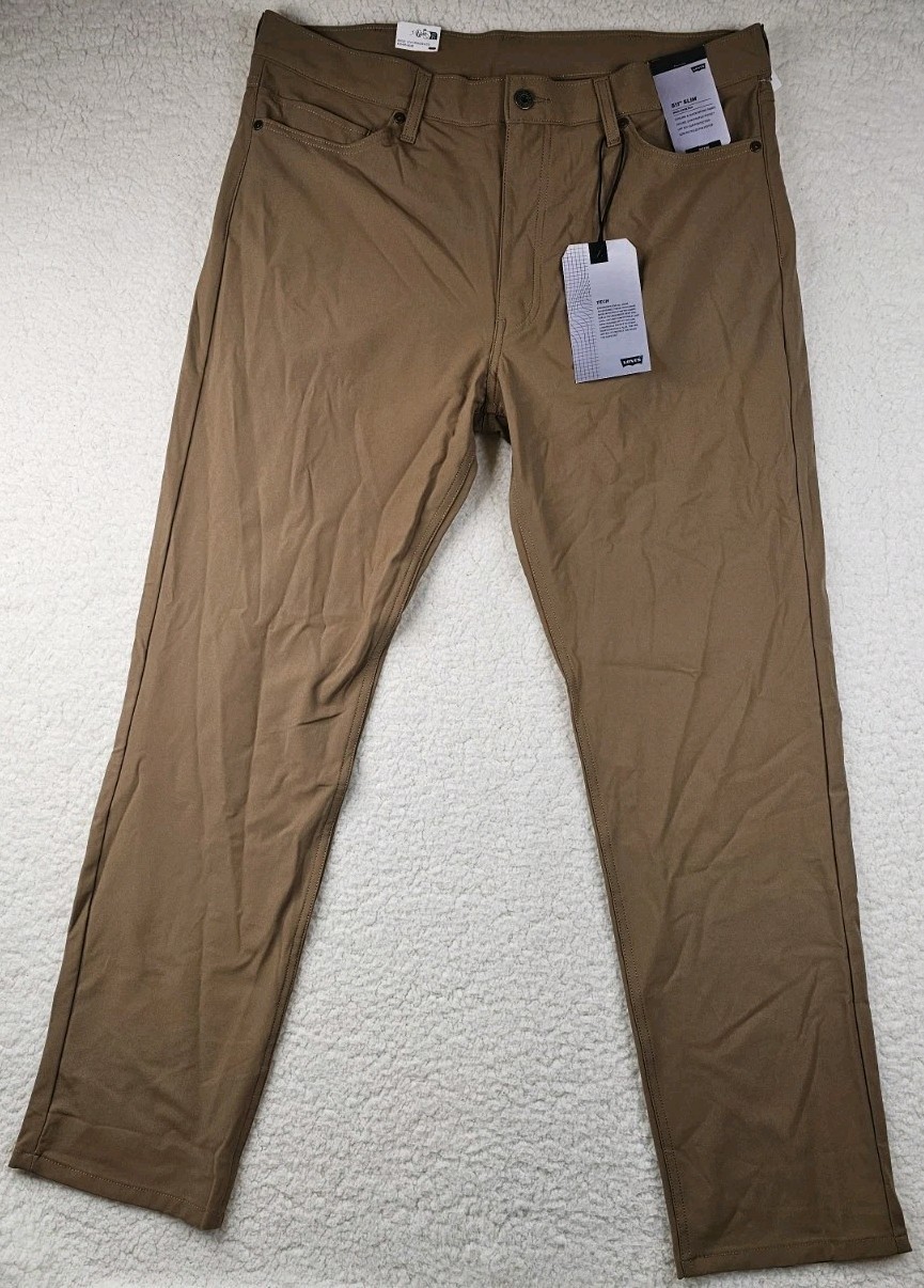 Levis 511 Slim Tech Pants High Stretch Quick Dry UV Protection Brown Tan 38×32