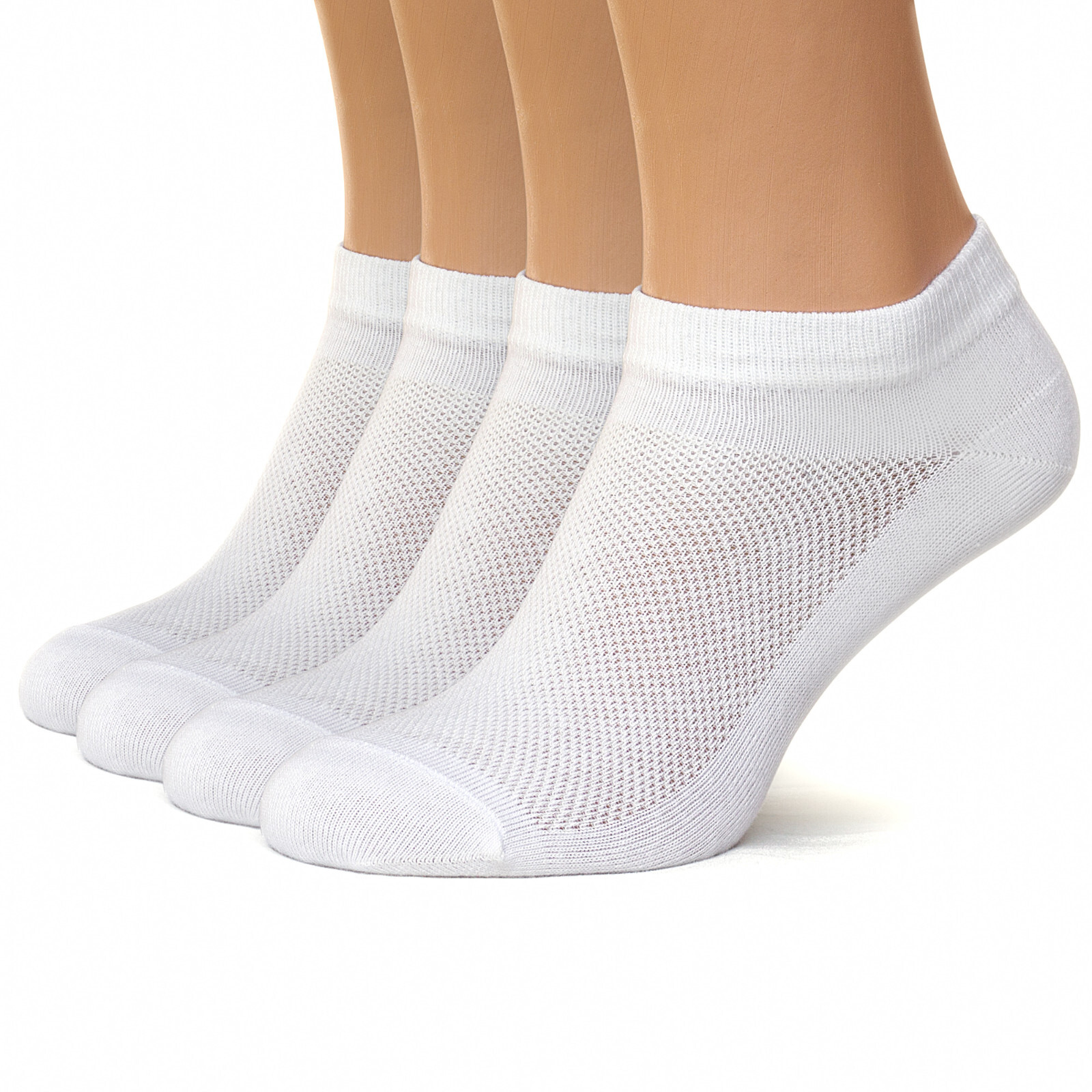 White Thin Breathable Cotton Low Cut Ankle Running socks for Women Men, 4 Pack
