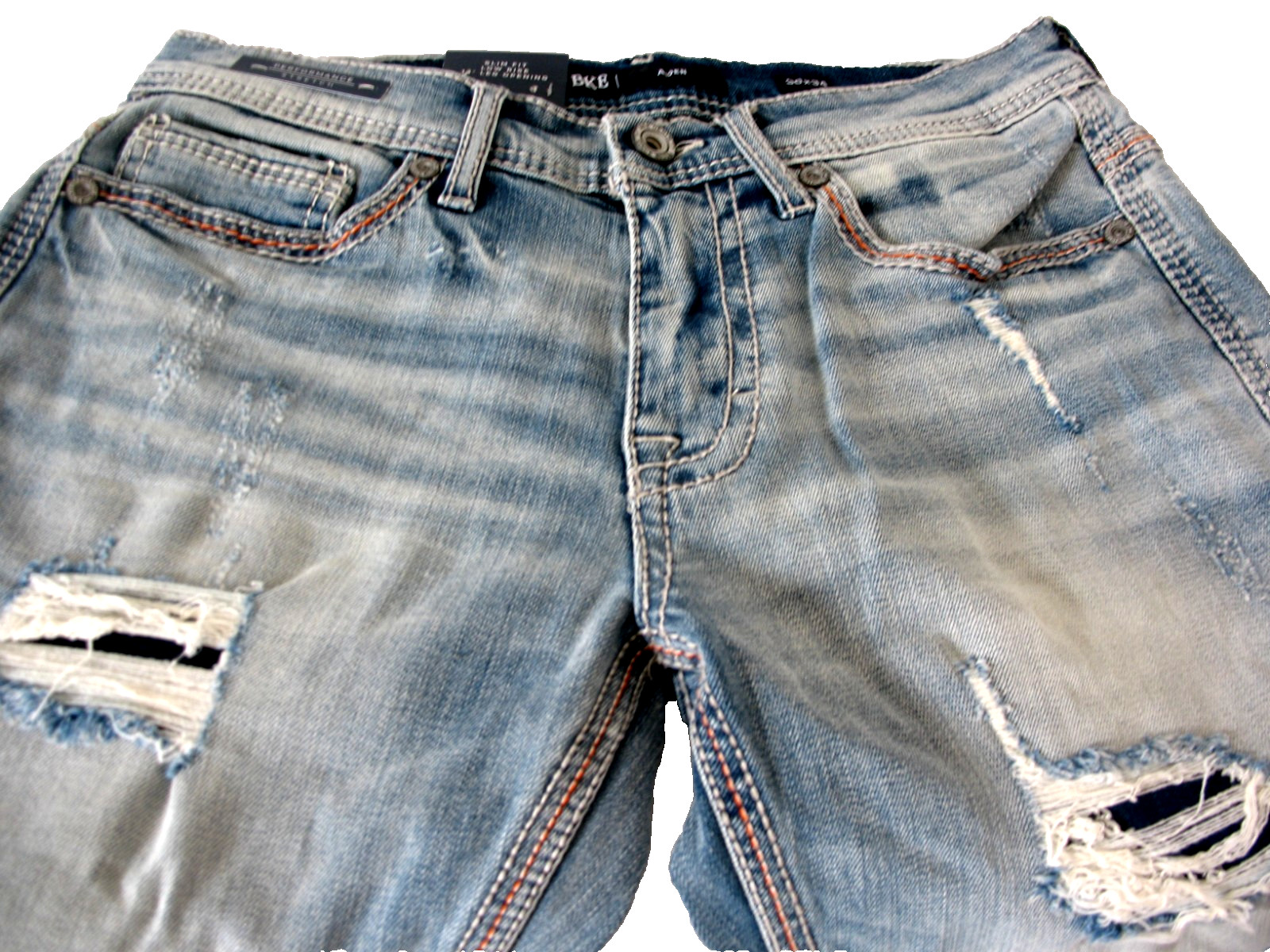BKE Buckle Aiden, Bootcut Jeans LightWash Distressed Stretch Denim Men 30×34 NEW