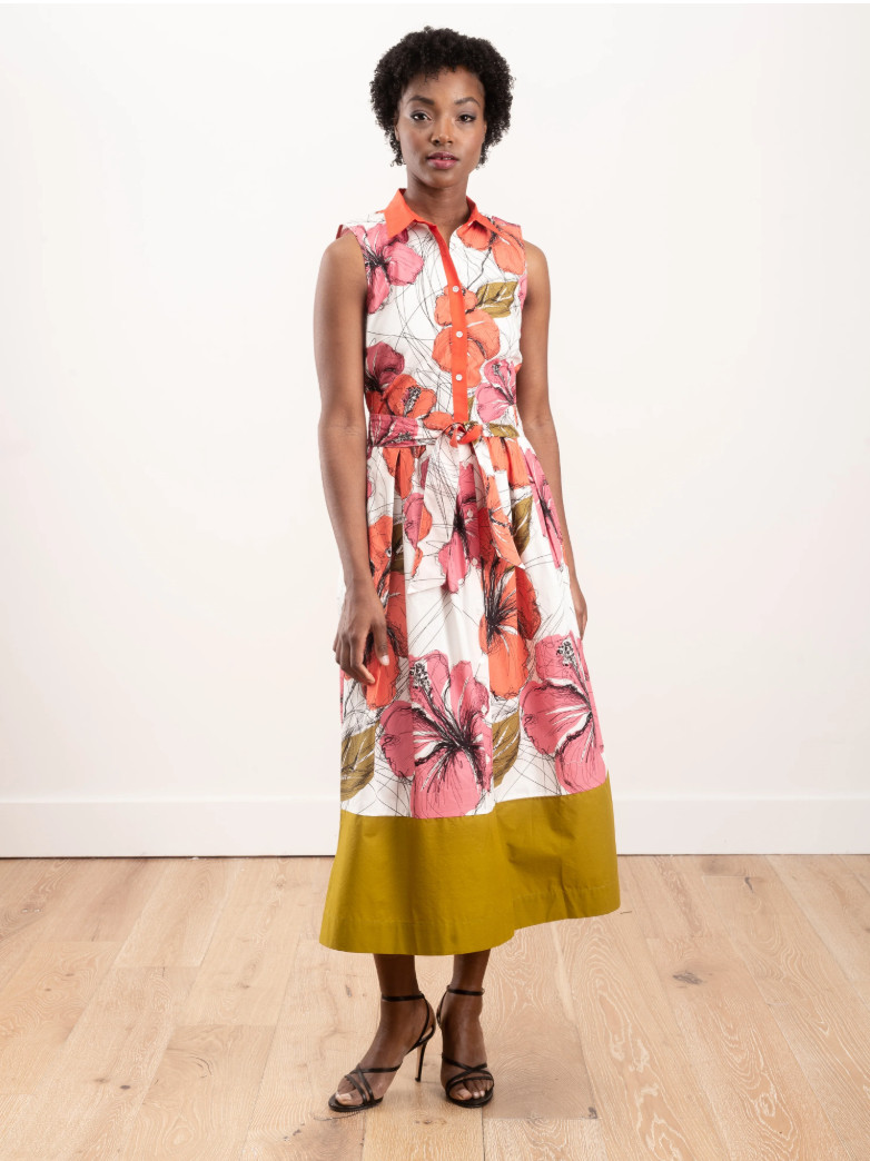 Sara Roka Zailee Sleeveless Floral Shirt Dress Size 40 EUR ($675)