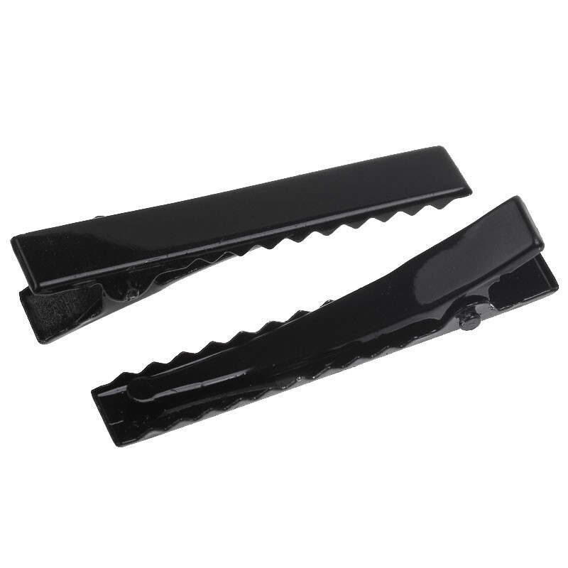 10 Pcs Black Hair Clips Single Prong Alligator Teeth Barrette 46mm x 7mm