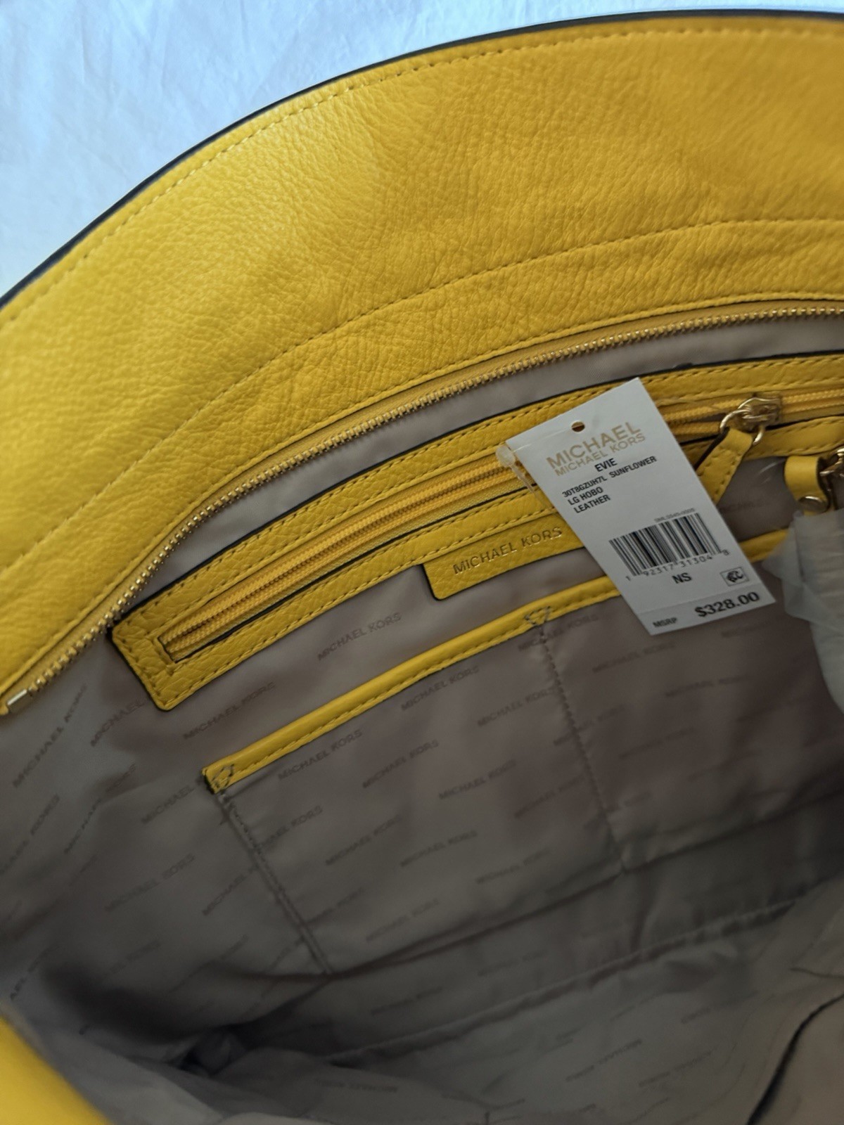 Michael Kors Yellow Large Shoulder Bag Zip Closure w/ Dust Bag